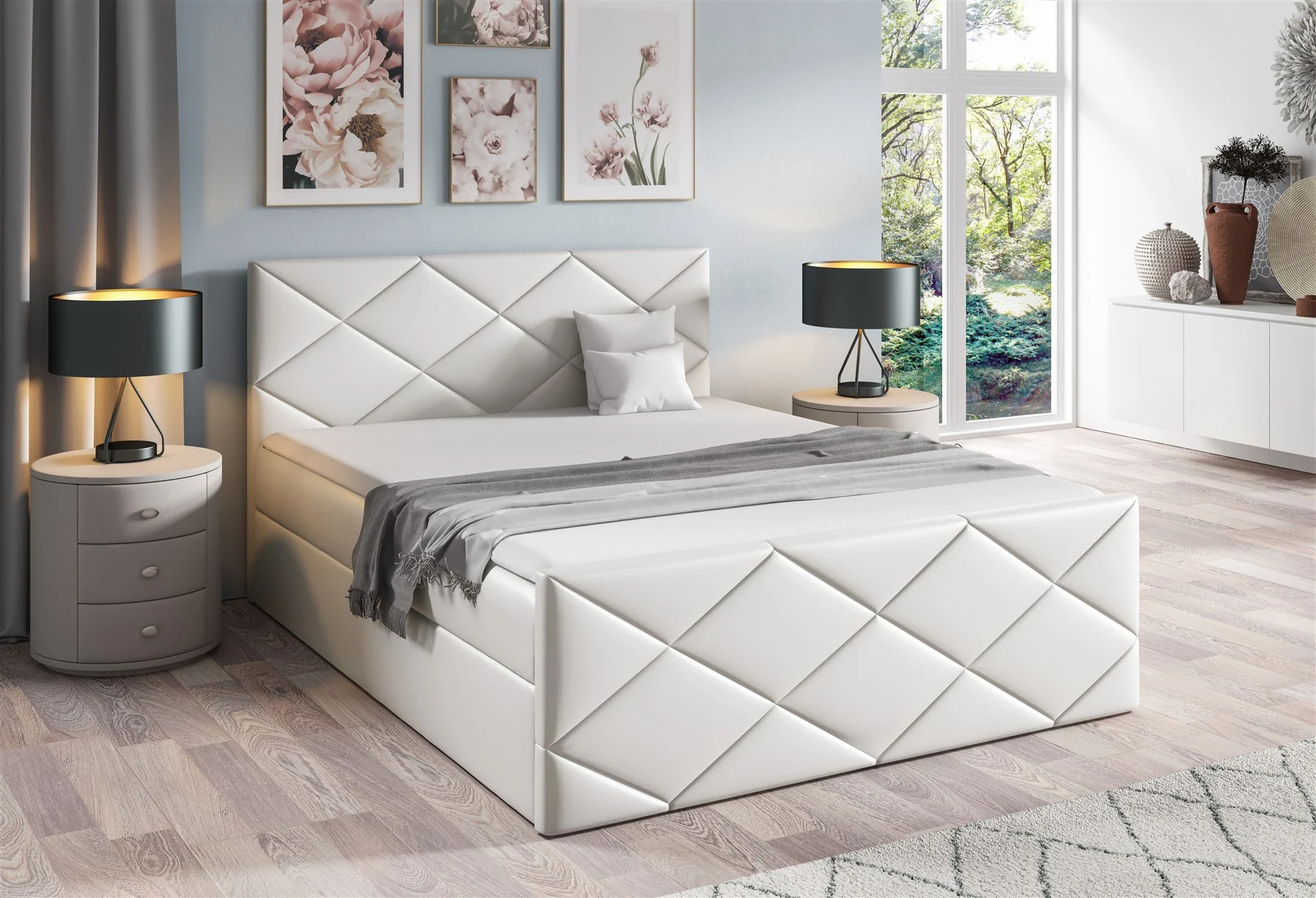 Boxspringbett Schlafzimmerbett HENRIK 140x220cm in div. Farbvarianten - Fun Moebel