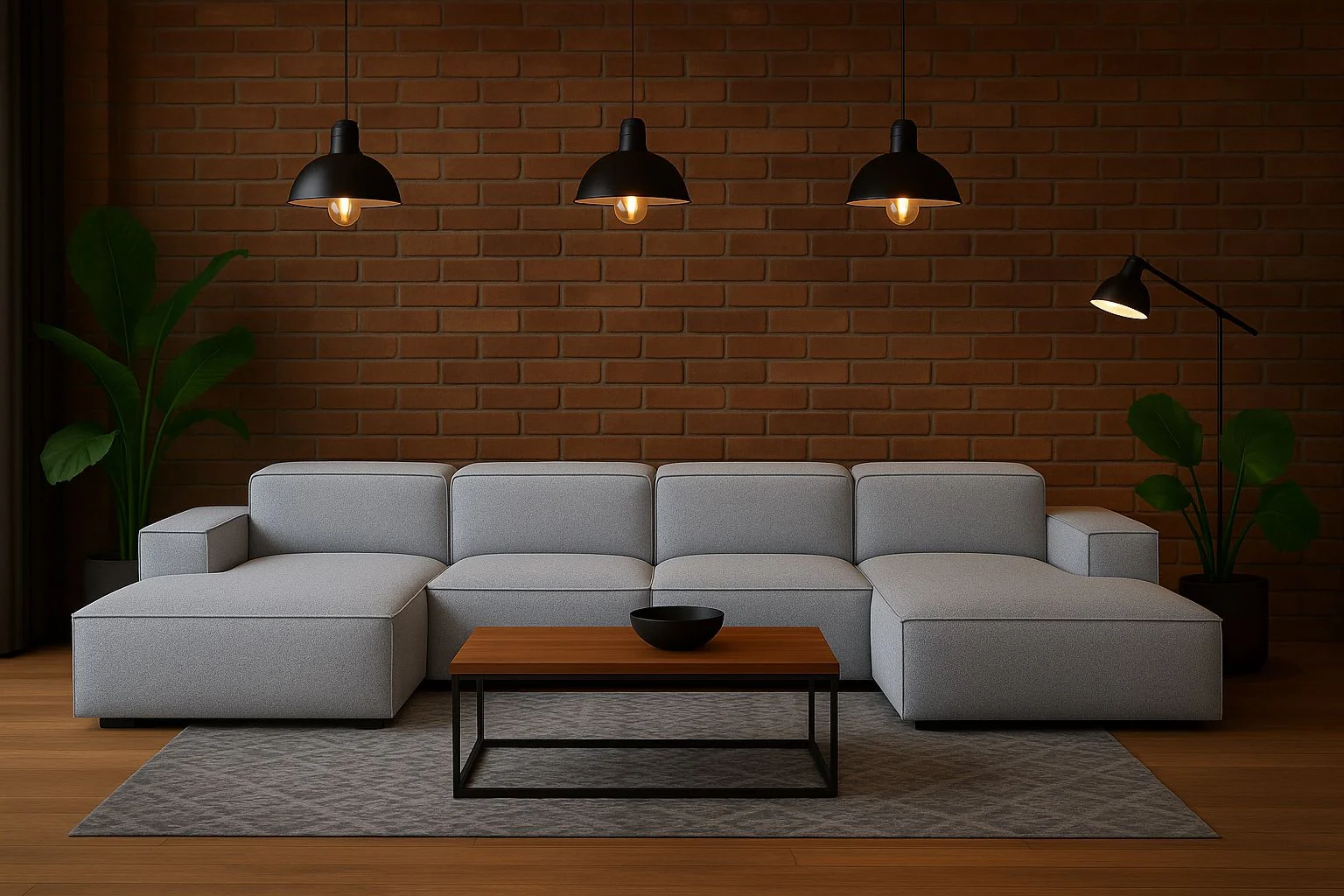 Ecksofa Cursal U-Form – großes modulares Sofa aus hochwertigem Stoff Artico