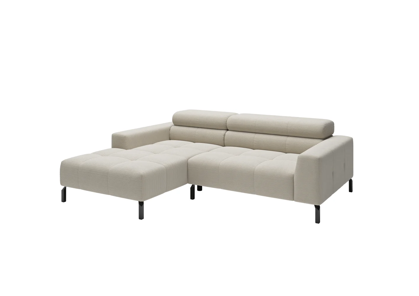 Candy Cleveland Cord Ecksofa mit motorische Sitztiefenverstellung 223x179 cm