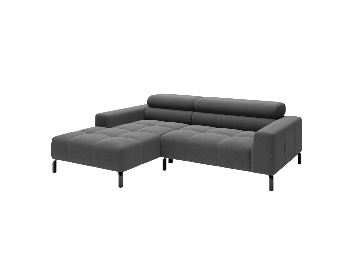 Candy Cleveland Feincord Ecksofa mit motorische Sitztiefenverstellung 223x179 cm