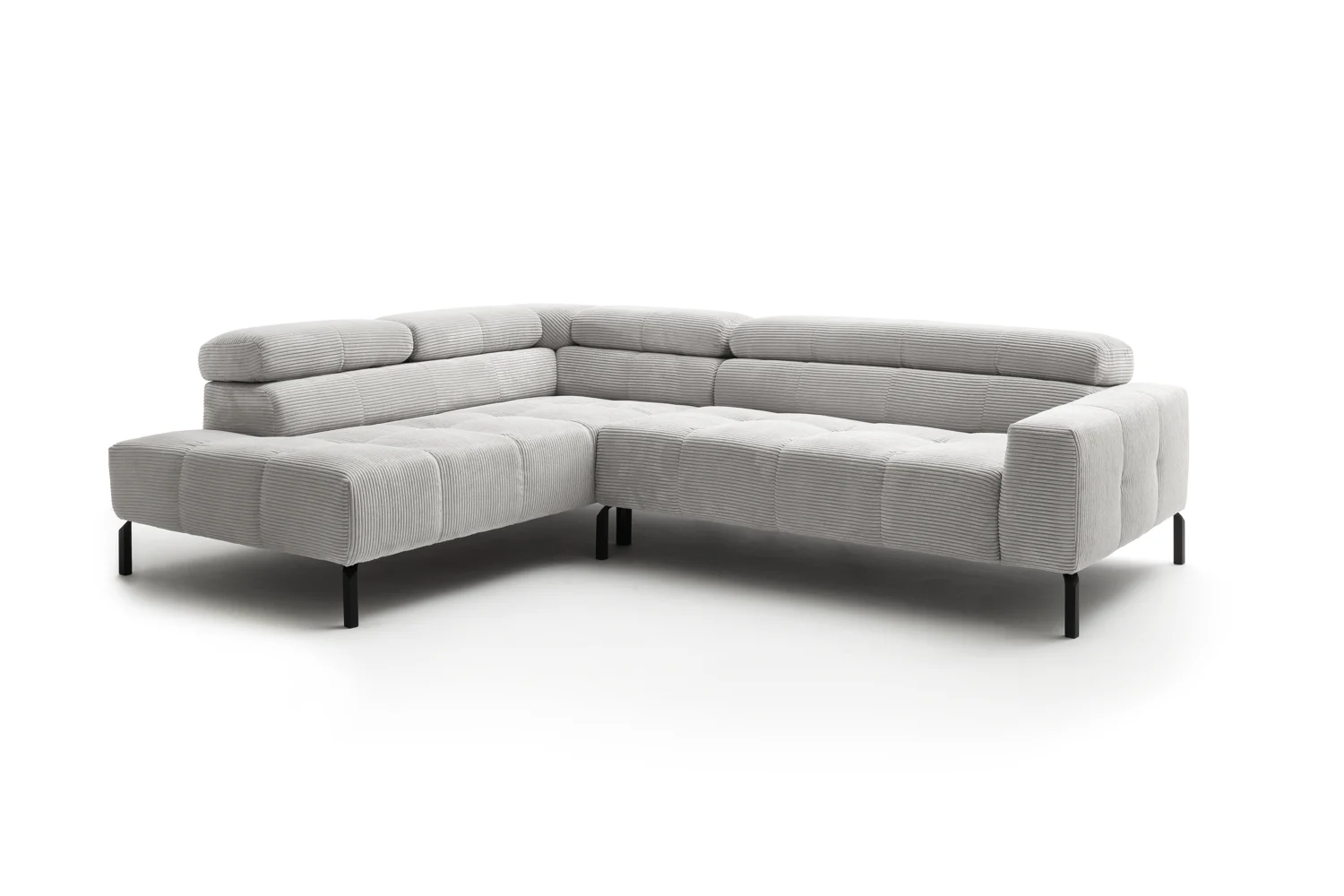 Candy Cleveland Cord Ecksofa mit motorische Sitztiefenverstellung 273x219 cm