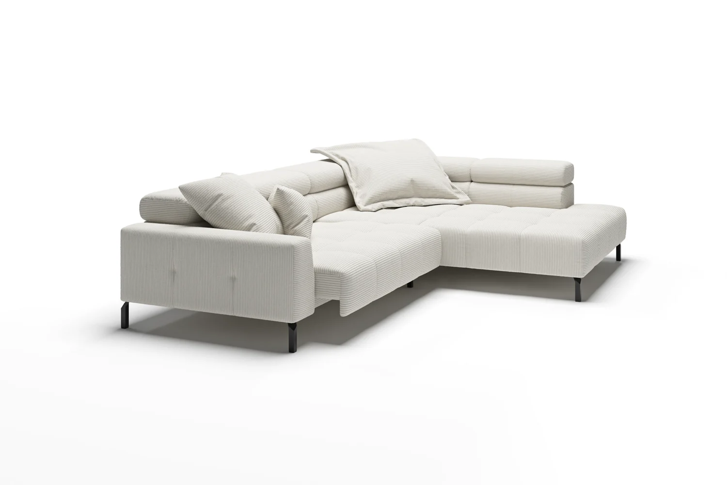 Candy Cleveland Cord Ecksofa mit motorische Sitztiefenverstellung 308x219 cm