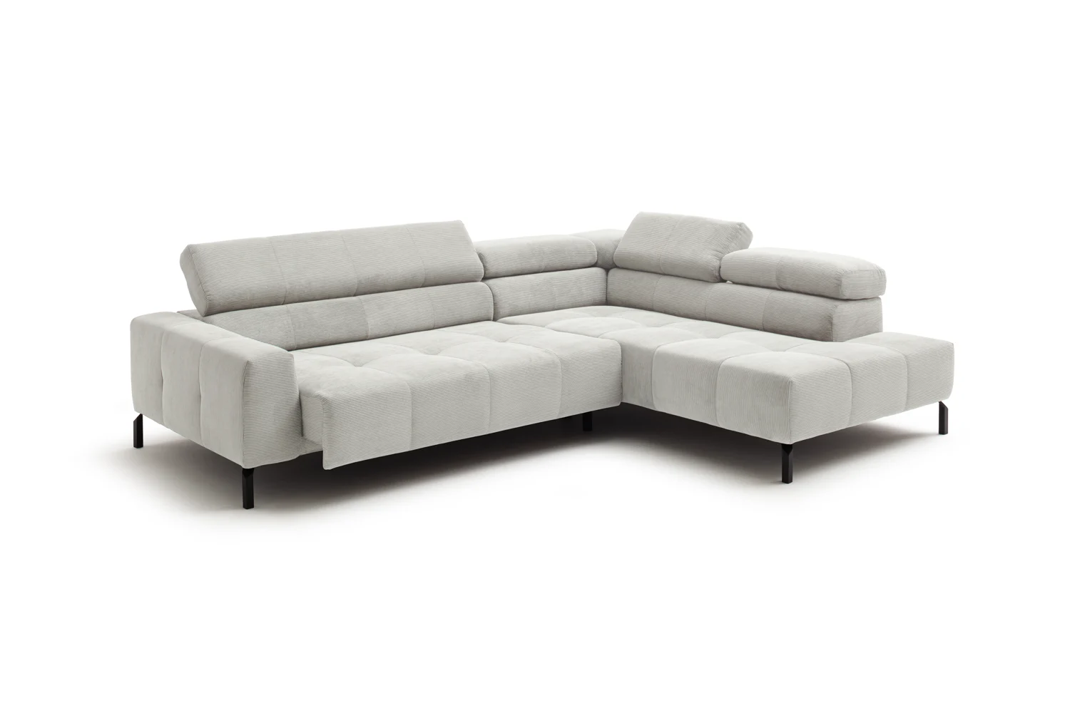 Candy Cleveland Feincord Ecksofa mit motorische Sitztiefenverstellung 273x219 cm