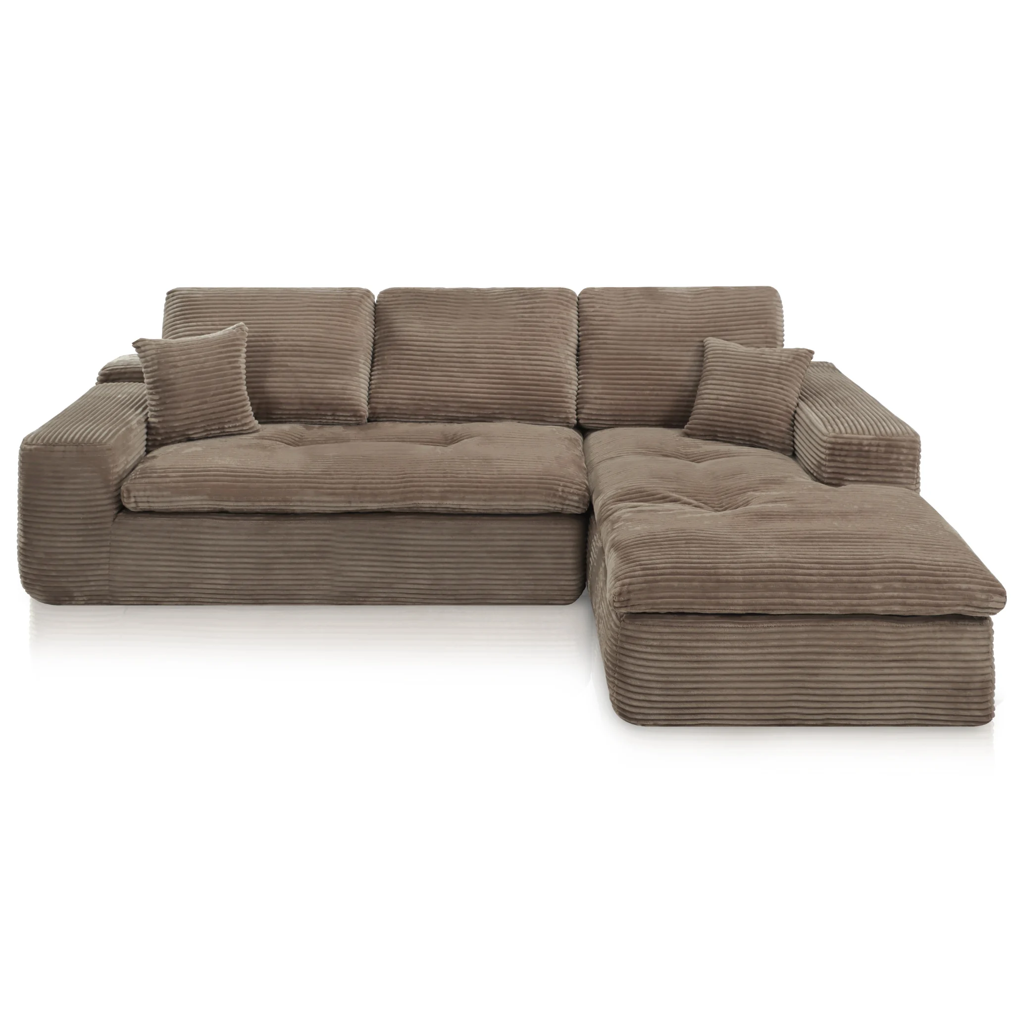Ecksofa Lazy Samt Cordstoff Taupe Rechts - Popsofa