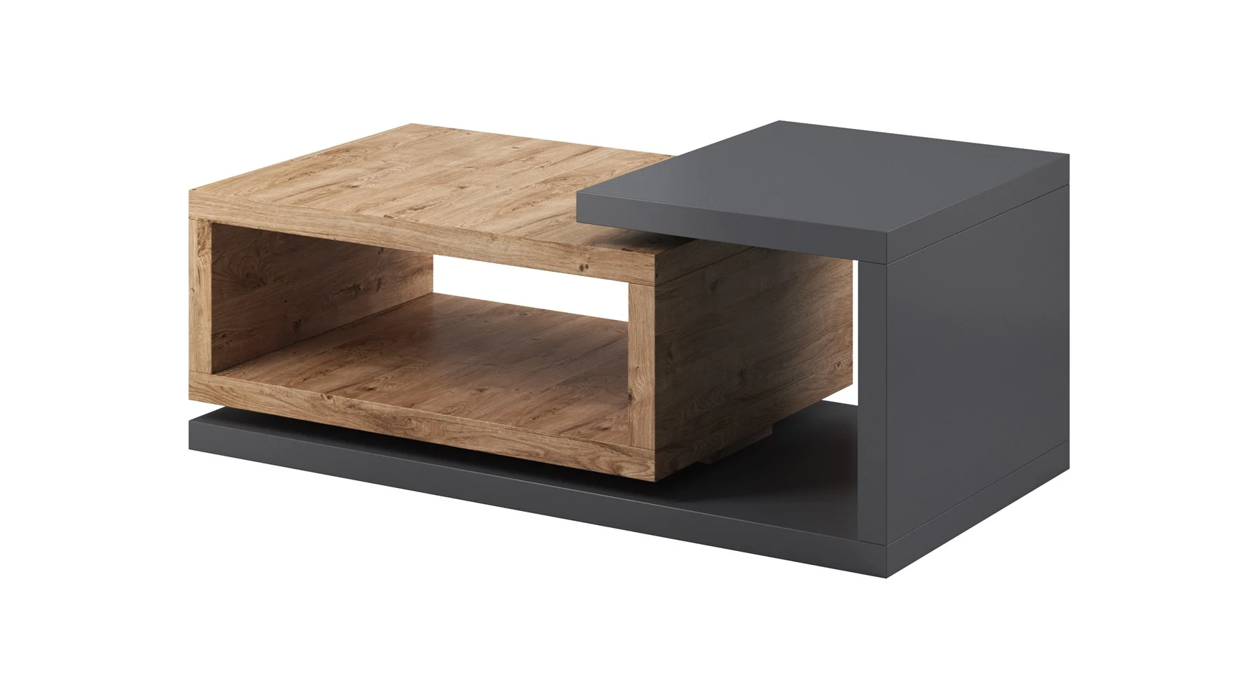 Couchtisch Wohnzimmertisch BENDY 120x60cm Grau- Eiche Ribbeck