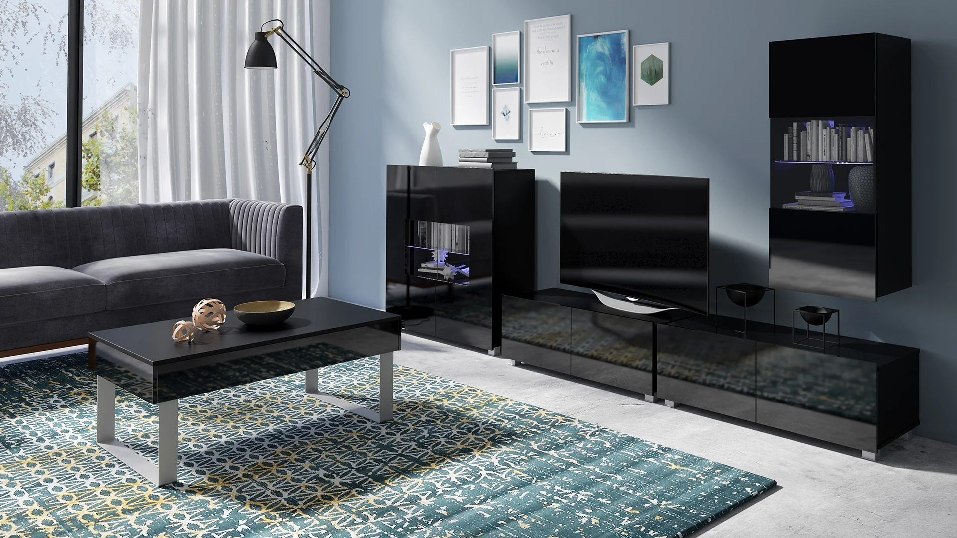 Couchtisch Tisch - KAVOS XL - mit Schublade 110x63,5cm Schwarz
