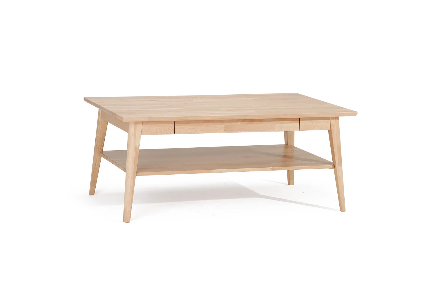 Couchtisch Tisch mit Schublade RENATO Buche Massivholz 120x80 cm - Fun Möbel