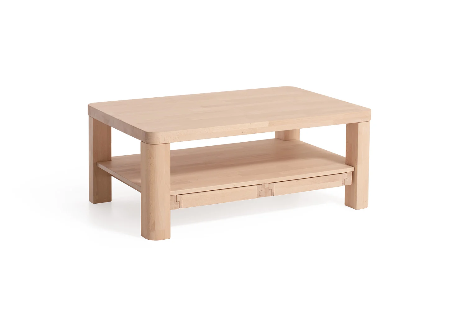 Couchtisch Tisch mit Schublade JIMI Eiche Massivholz 110x70 cm - Fun Möbel