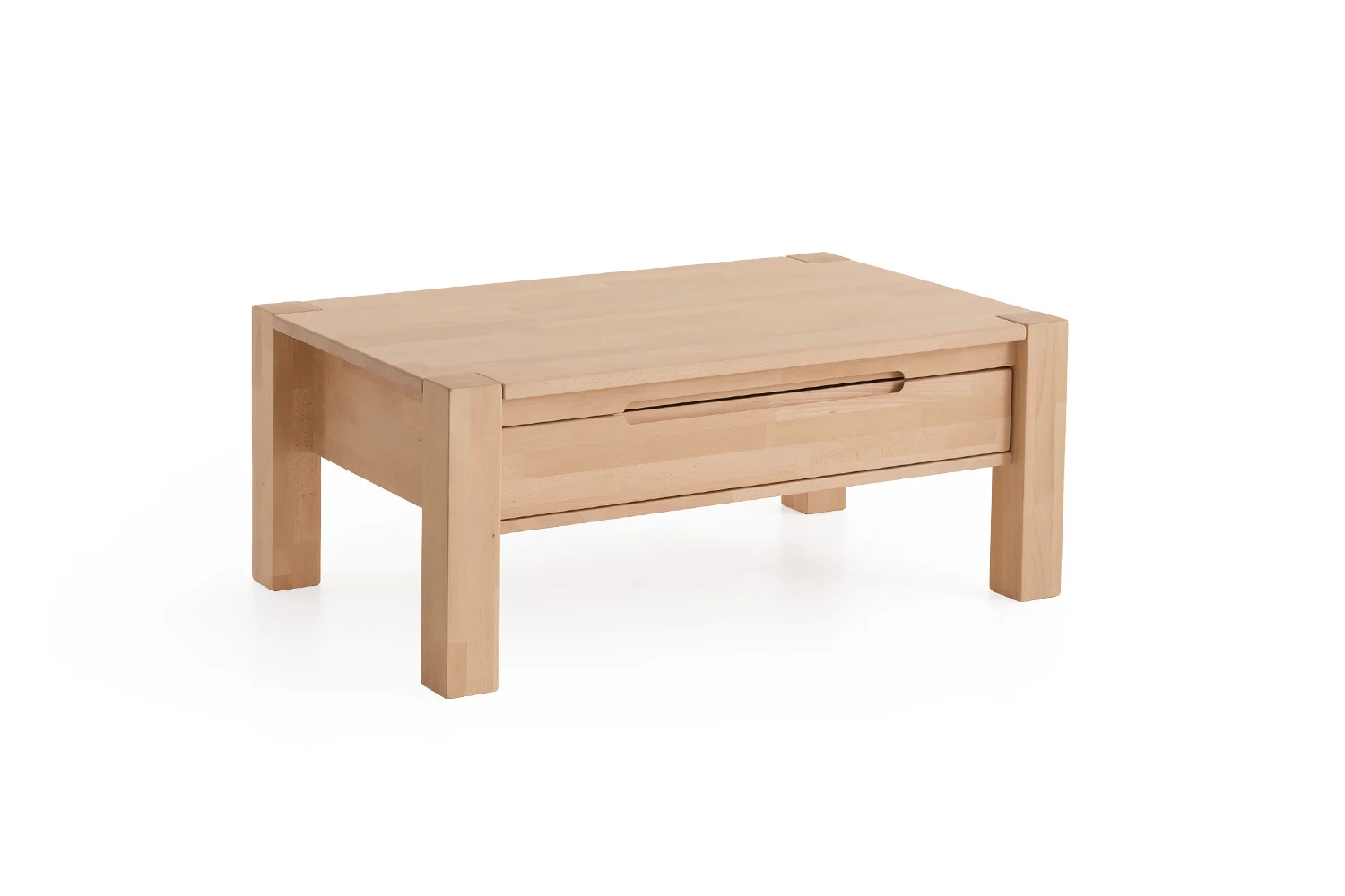 Couchtisch Tisch mit Schublade NALDO Buche Massivholz 110x70 cm - Fun Möbel