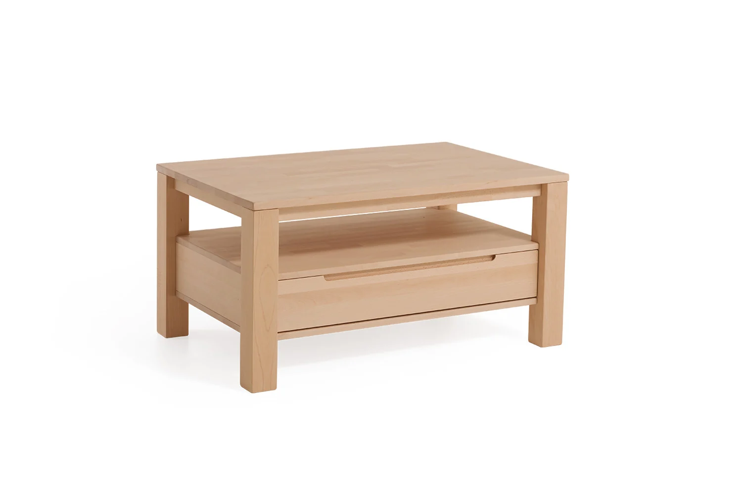 Couchtisch Tisch mit Schublade VASCO Buche Massivholz 110x70 cm - Fun Möbel
