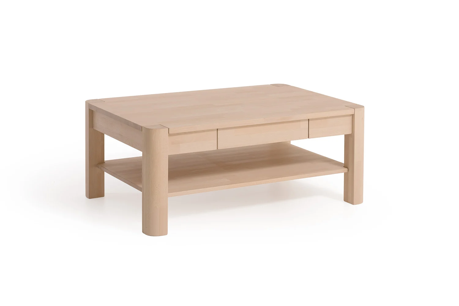 Couchtisch Tisch mit Schublade XAVIER Buche Massivholz 110x70 cm - Fun Möbel