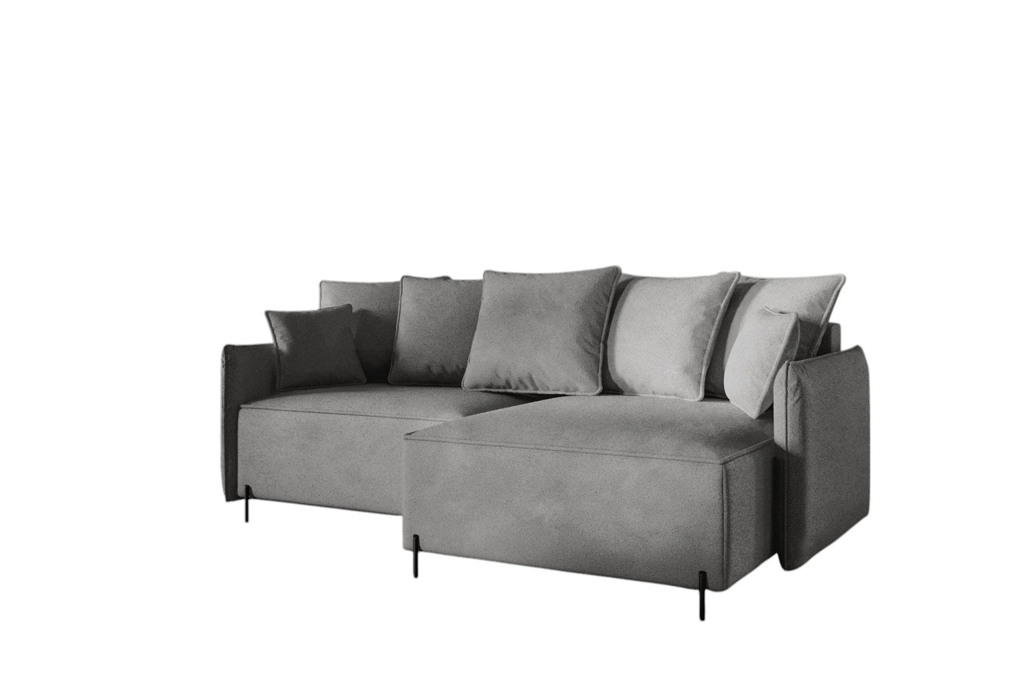 Ecksofa Schlafsofa BETTO Stoff Now or Never Dunkelgrau Ottomane Rechts - Fun Möbel
