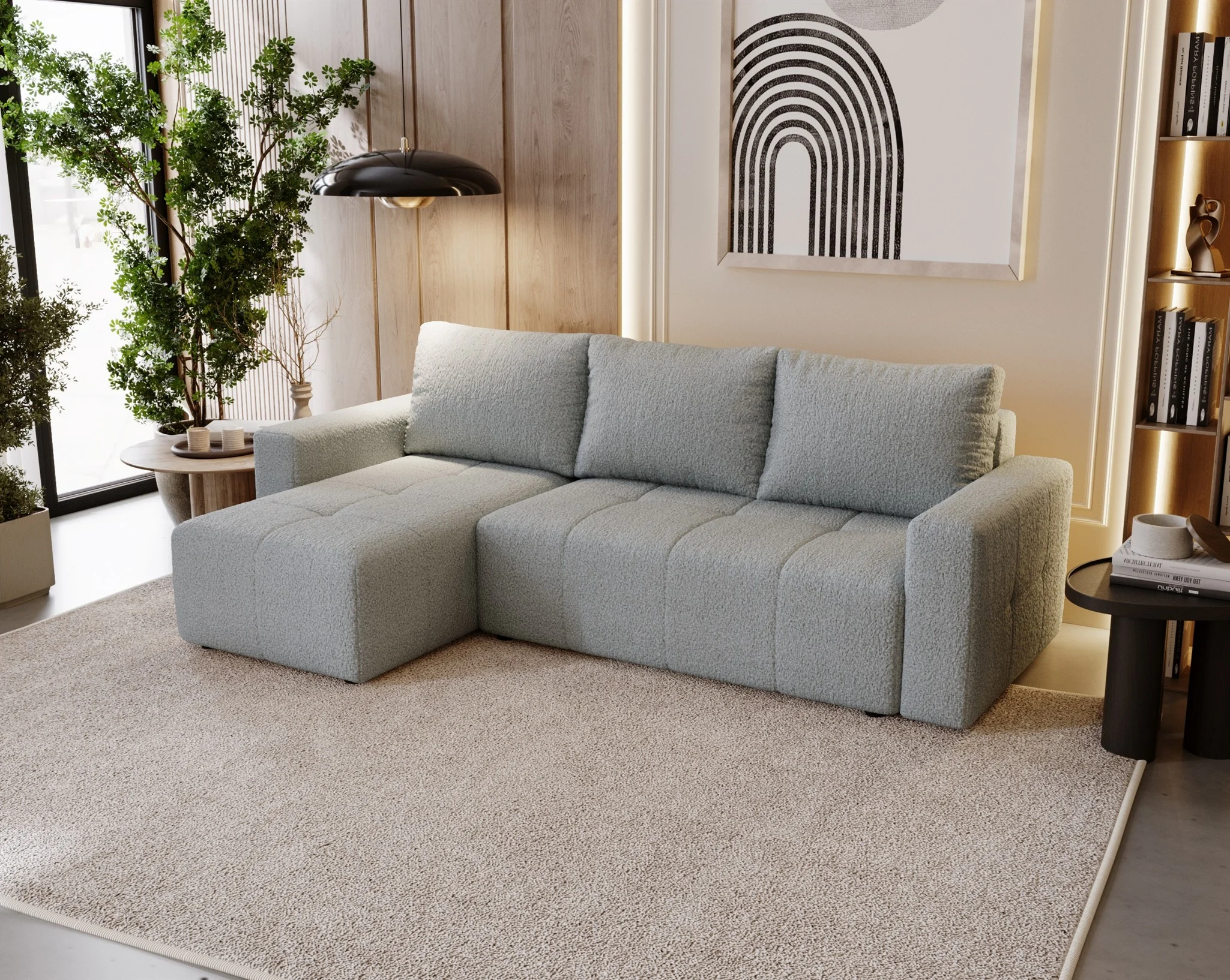Ecksofa Schlafsofa NOHA in Stoff Now or Never Grau Ottomane Links - Fun Möbel