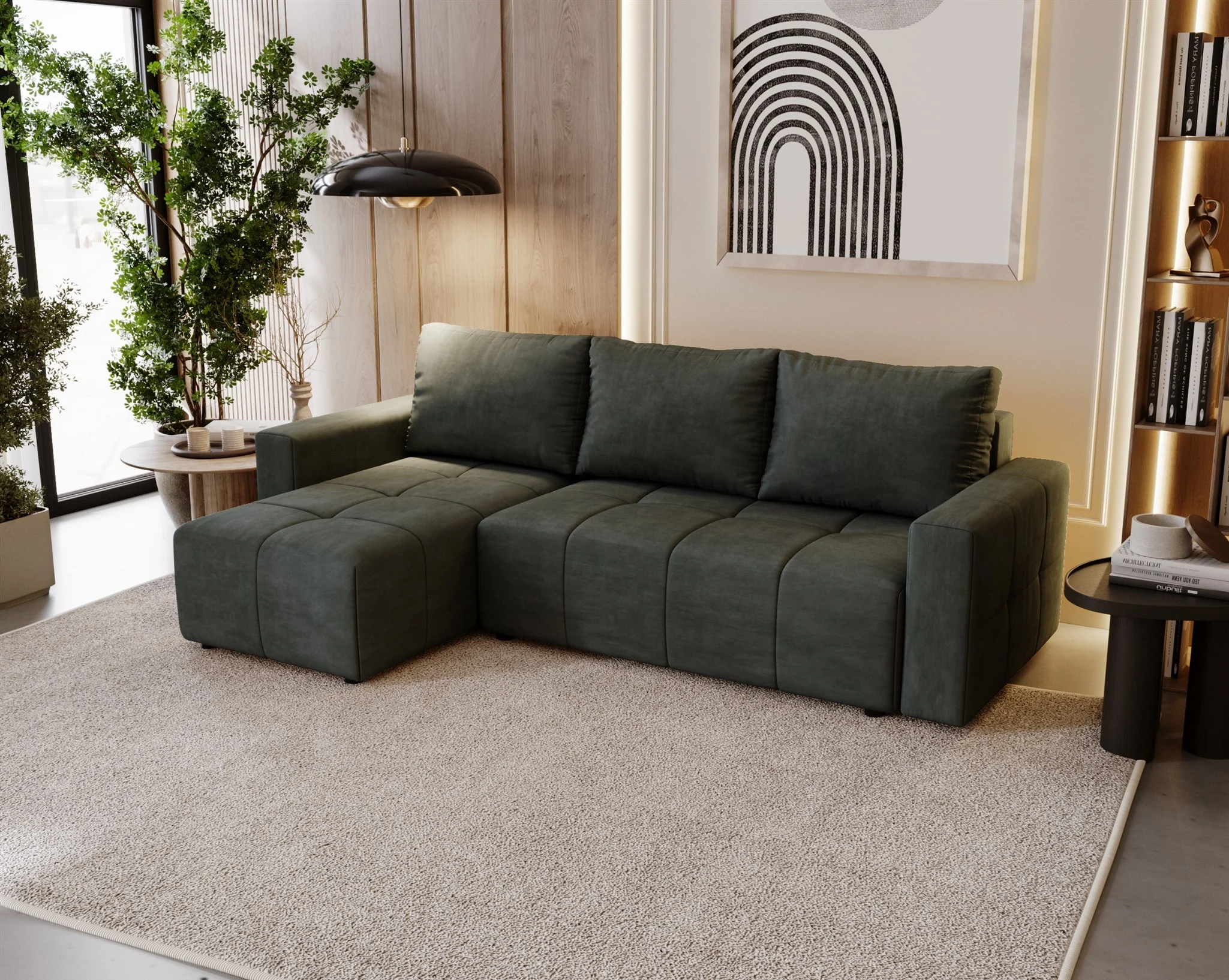 Ecksofa Schlafsofa NOHA in Stoff Paros Grafit Ottomane Links - Fun Möbel