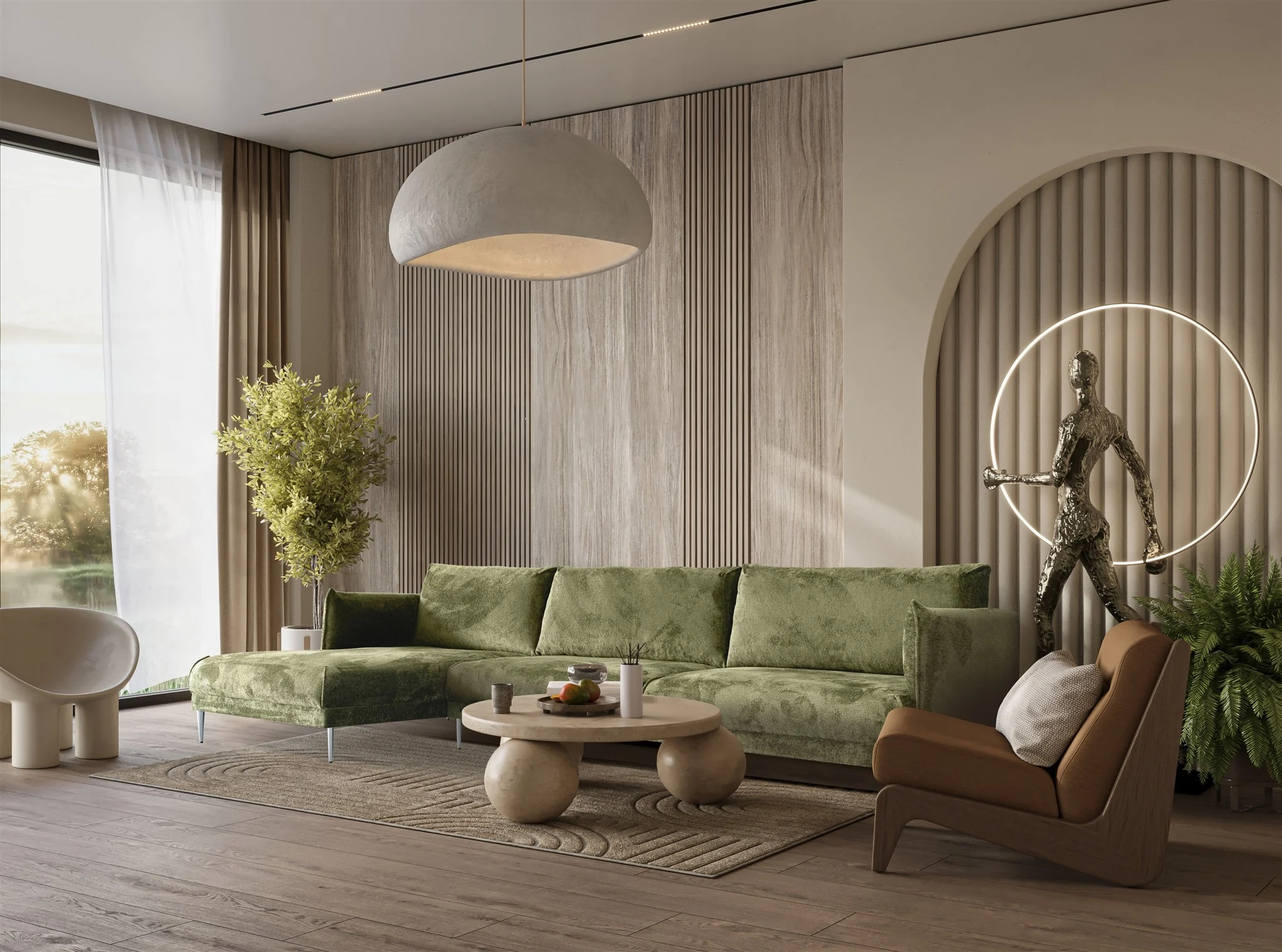 Ecksofa Designersofa MADISON XL Stoff Tender Way Grün Ottomane Links - Fun Moebel