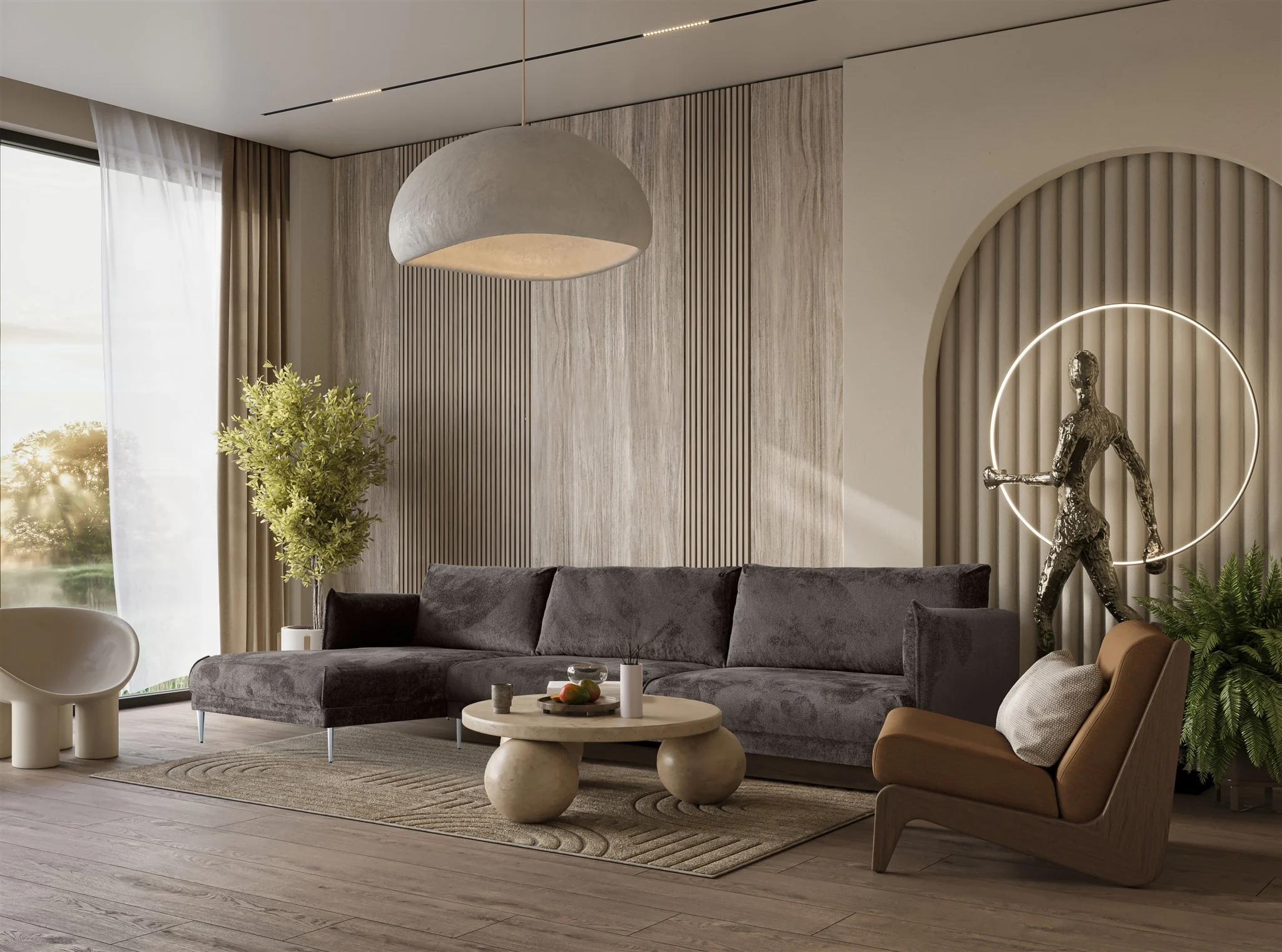 Ecksofa Designersofa MADISON XL Stoff Tender Way Anthrazit Ottomane Links - Fun Moebel