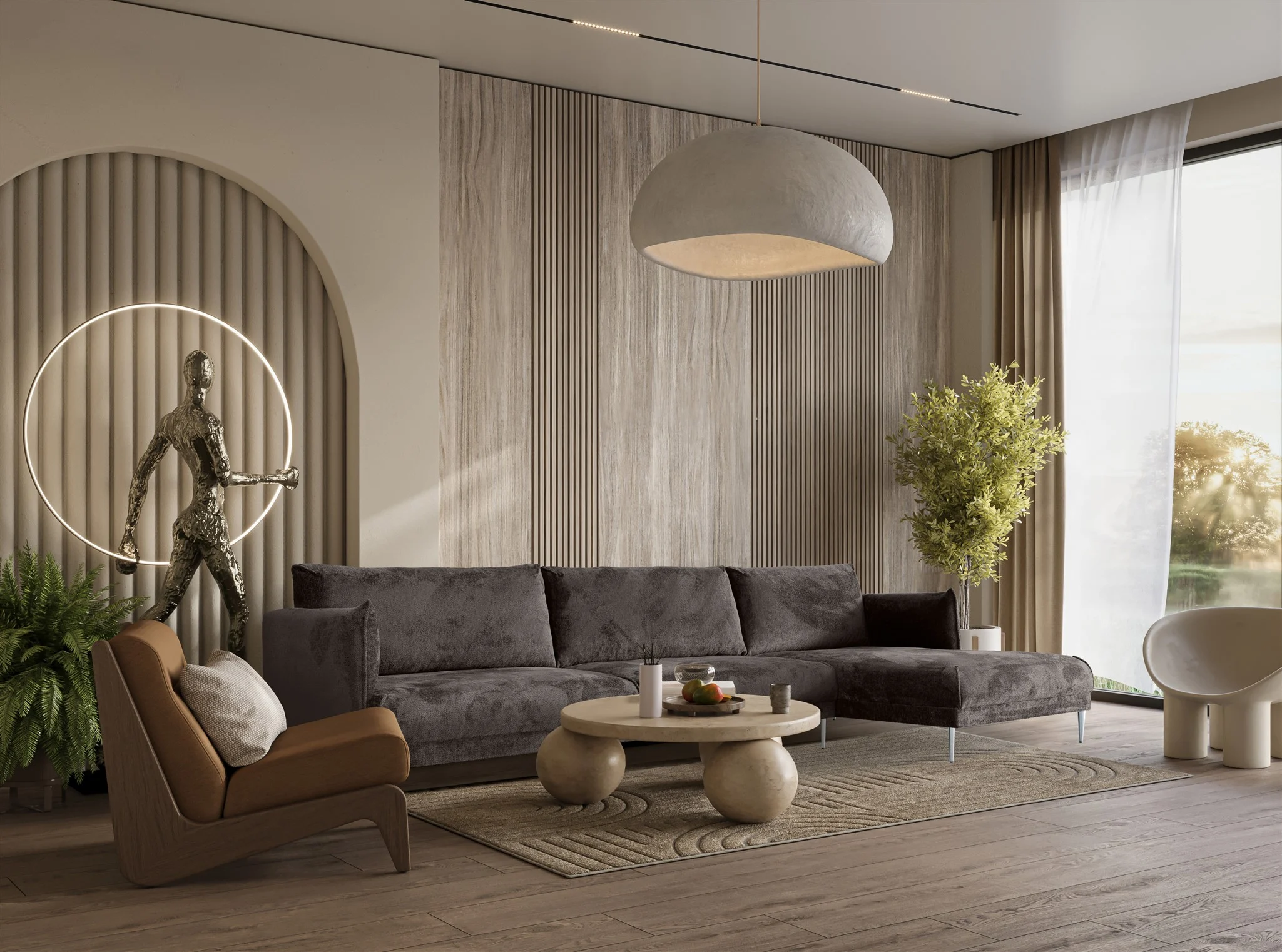 Ecksofa Designersofa MADISON XL Stoff Tender Way Anthrazit Ottomane Rechts - Fun Moebel