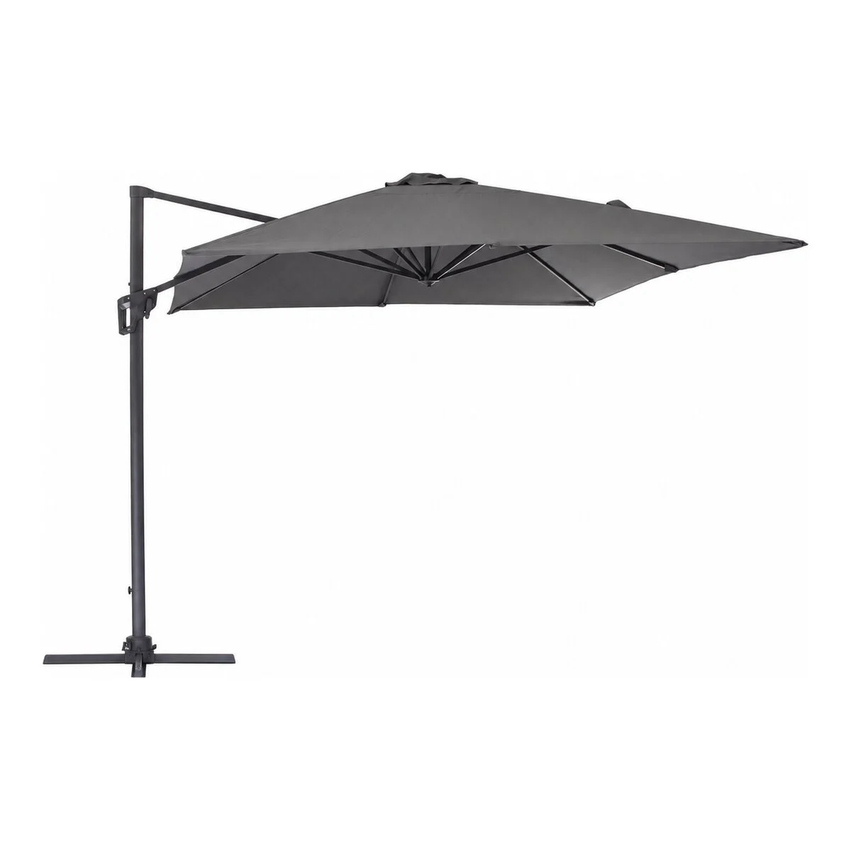 Ampelschirm Porto - Aluminium Anthrazit, Polyester-Stoff Dunkelgrau, 3x3 m