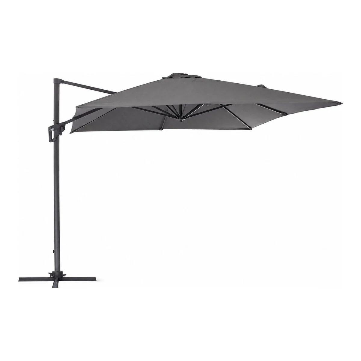 Ampelschirm Porto - Aluminium Anthrazit, Polyester-Stoff Dunkelgrau, 3x4 m