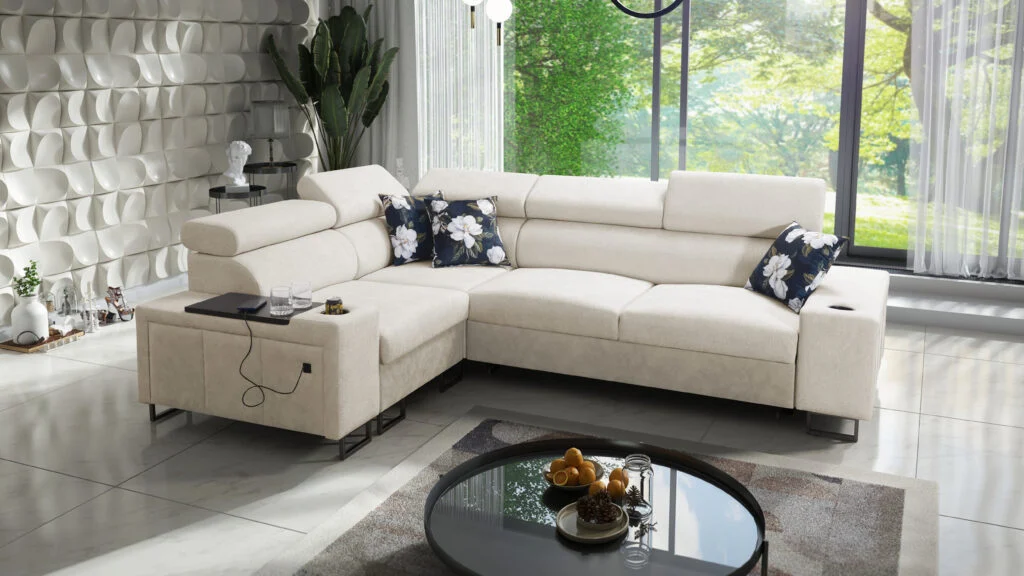 Luxuriöses Ecksofa mit Schlaffunktion MELODY II, für jede Einrichtung - Sofa L-Form
