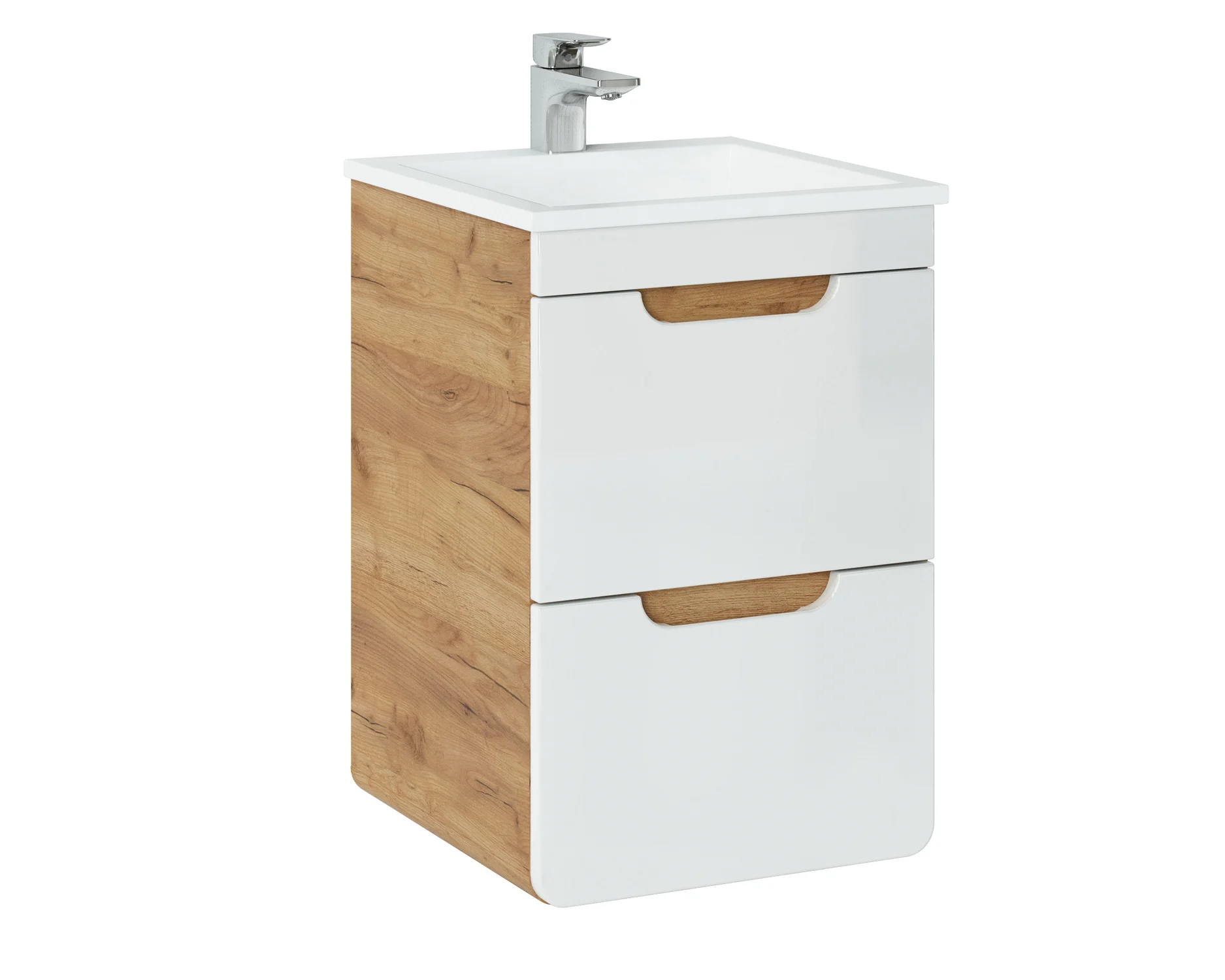 Waschbeckenunterschrank FERMO Weiss Hochglanz inkl.Waschtisch 40cm - Fun Moebel