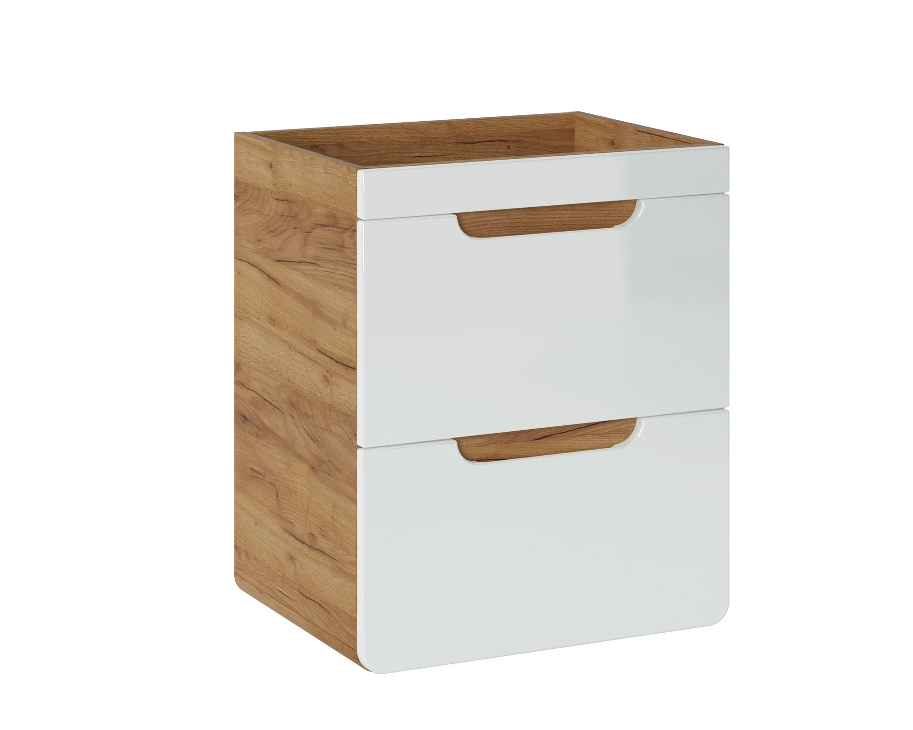 Waschbeckenunterschrank 50cm FERMO Weiss Hochglanz ohne Waschtisch - Fun Moebel