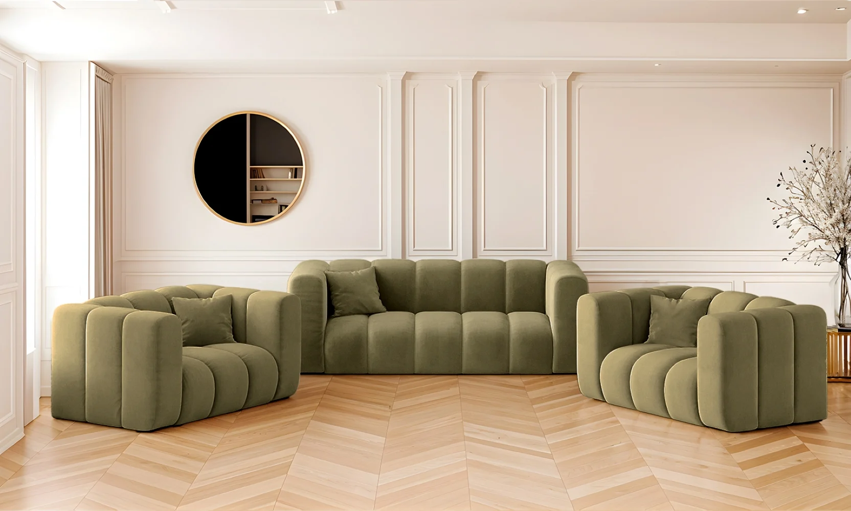 Sofagarnitur 2+1+1 Couchgarnitur serie Grand stilvol, Stoff Salvador - Sofagarnituren 2+1+1