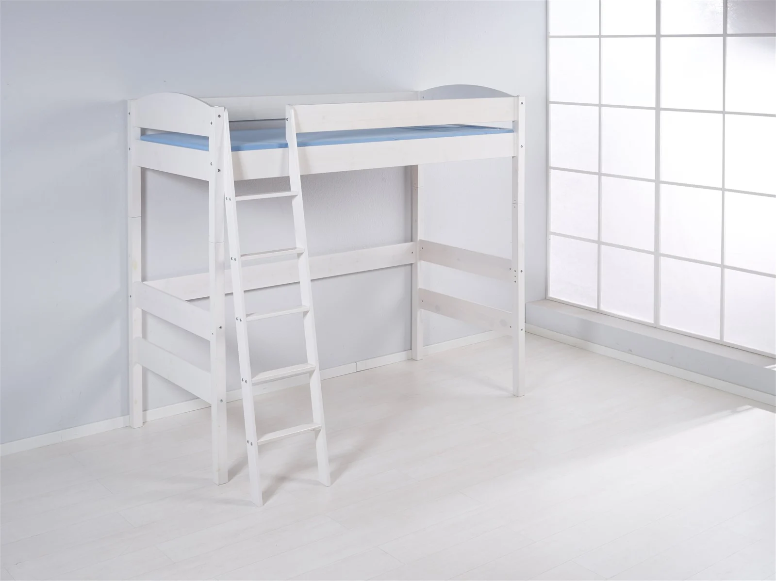 Hochbett Spielbett Bett - BENI - Komforthöhe 180 cm Kiefer Weiss