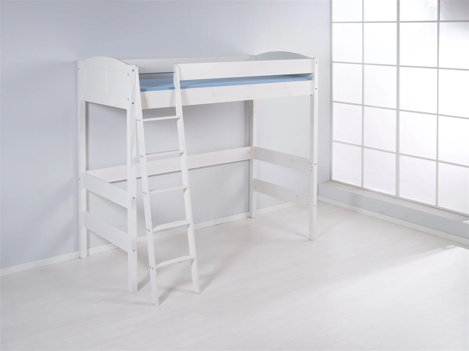 Hochbett Spielbett Bett - BENI 2 - Komforthöhe 180 cm Kiefer Weiss