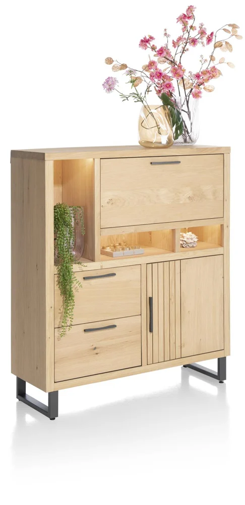 Henders & Hazel Pavie Highboard mit LED Eiche Furnier/Metallgestell 125x140 cm