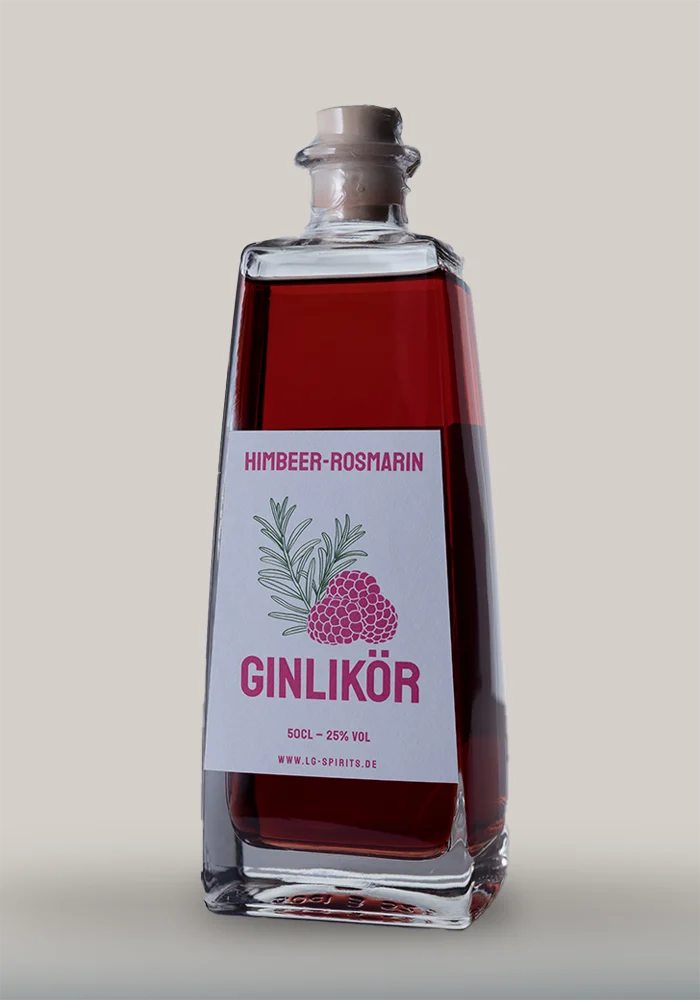 Himbeer-Rosmarin-Ginlikör mit weniger Zucker