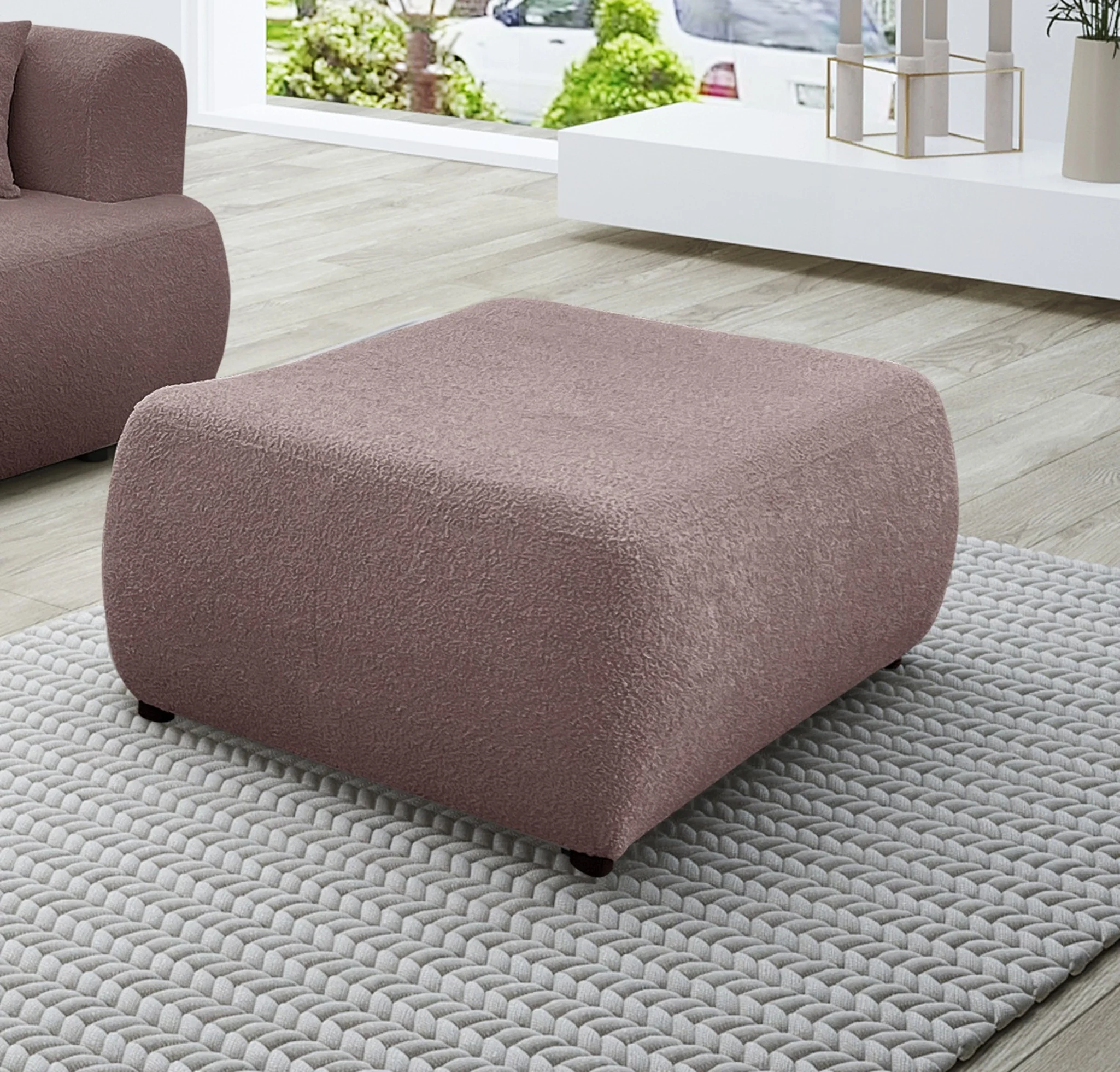 Polsterhocker Designerhocker Hocker ANIKE in Stoff Now or Never Altrosa - Fun Möbel