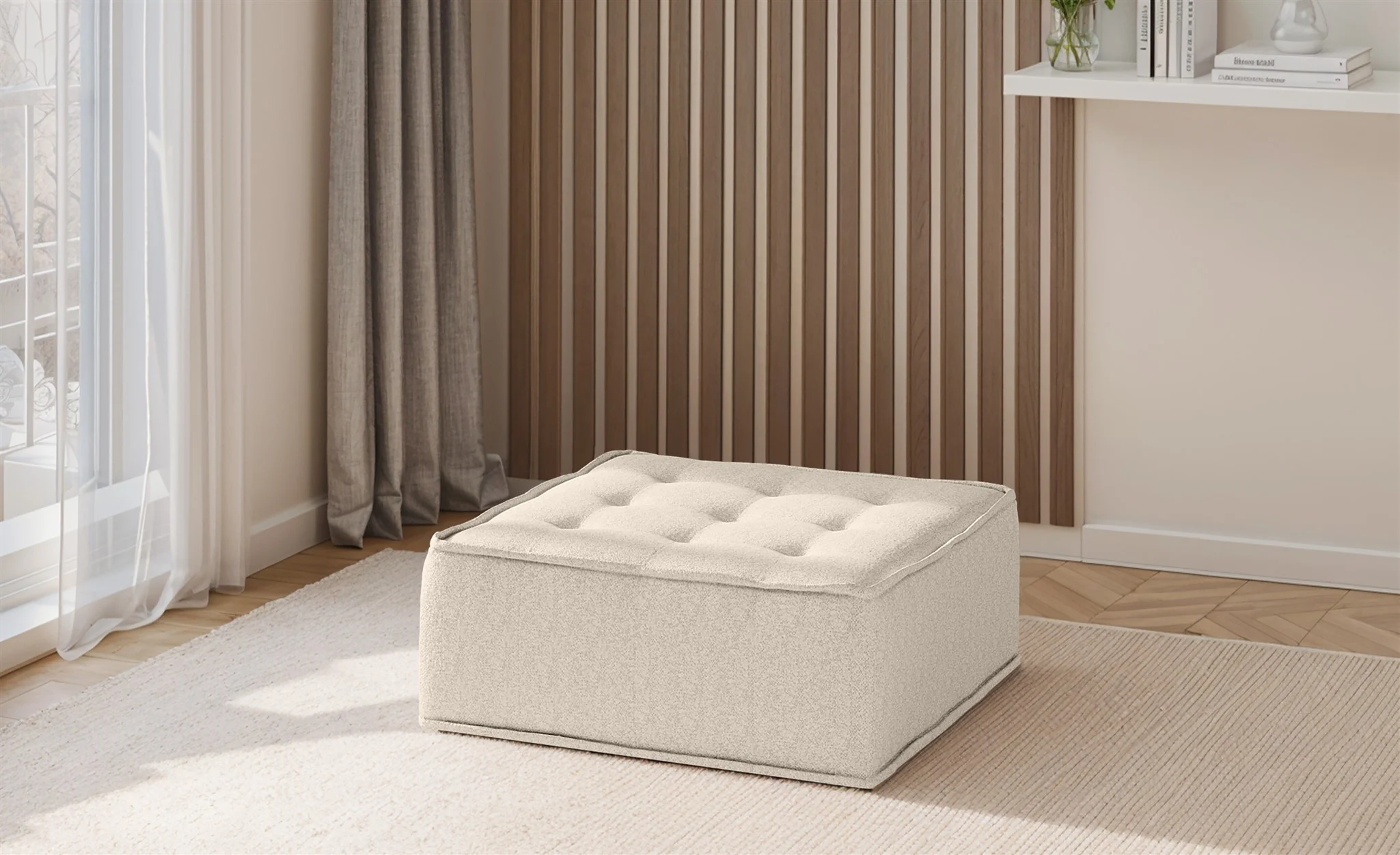 Polsterhocker Modul SANDE Stoff Alpine Beige - Fun Möbel