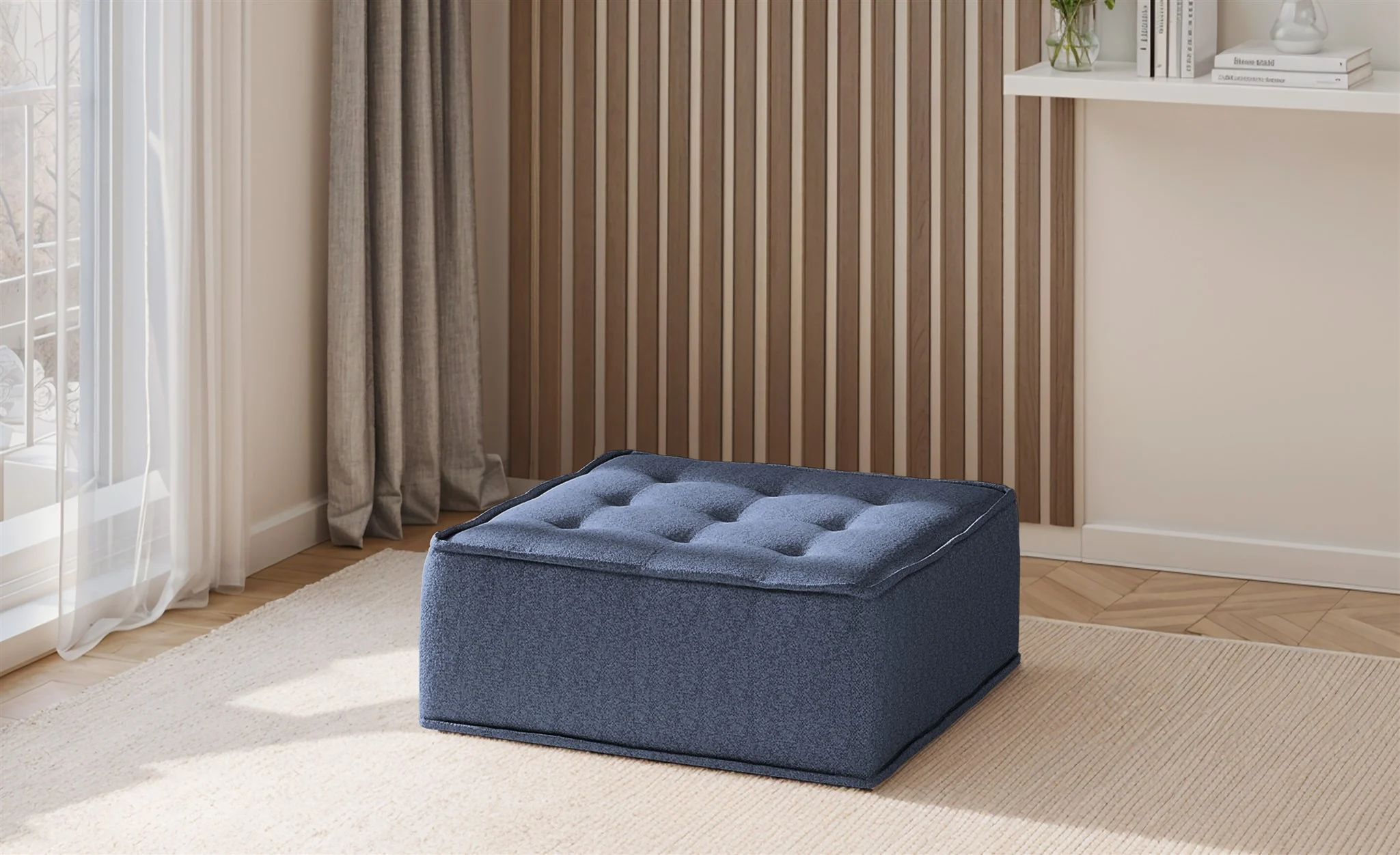 Polsterhocker Modul SANDE Stoff Raven Blau - Fun Möbel