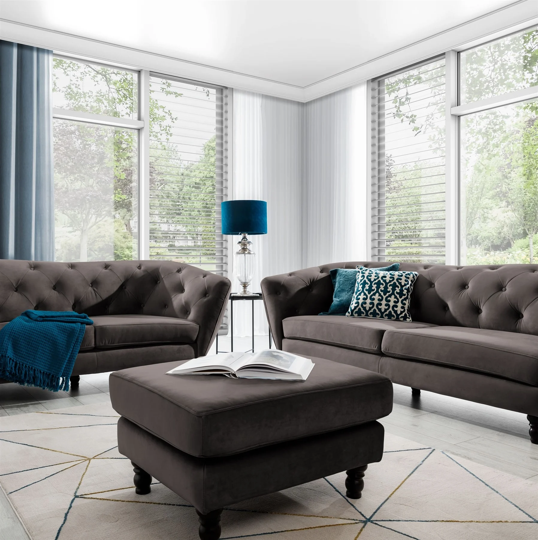 Polsterhocker Hocker Sitzhocker CHARLOTTE in Stoff Matt Velvet Braun - Fun Moebel