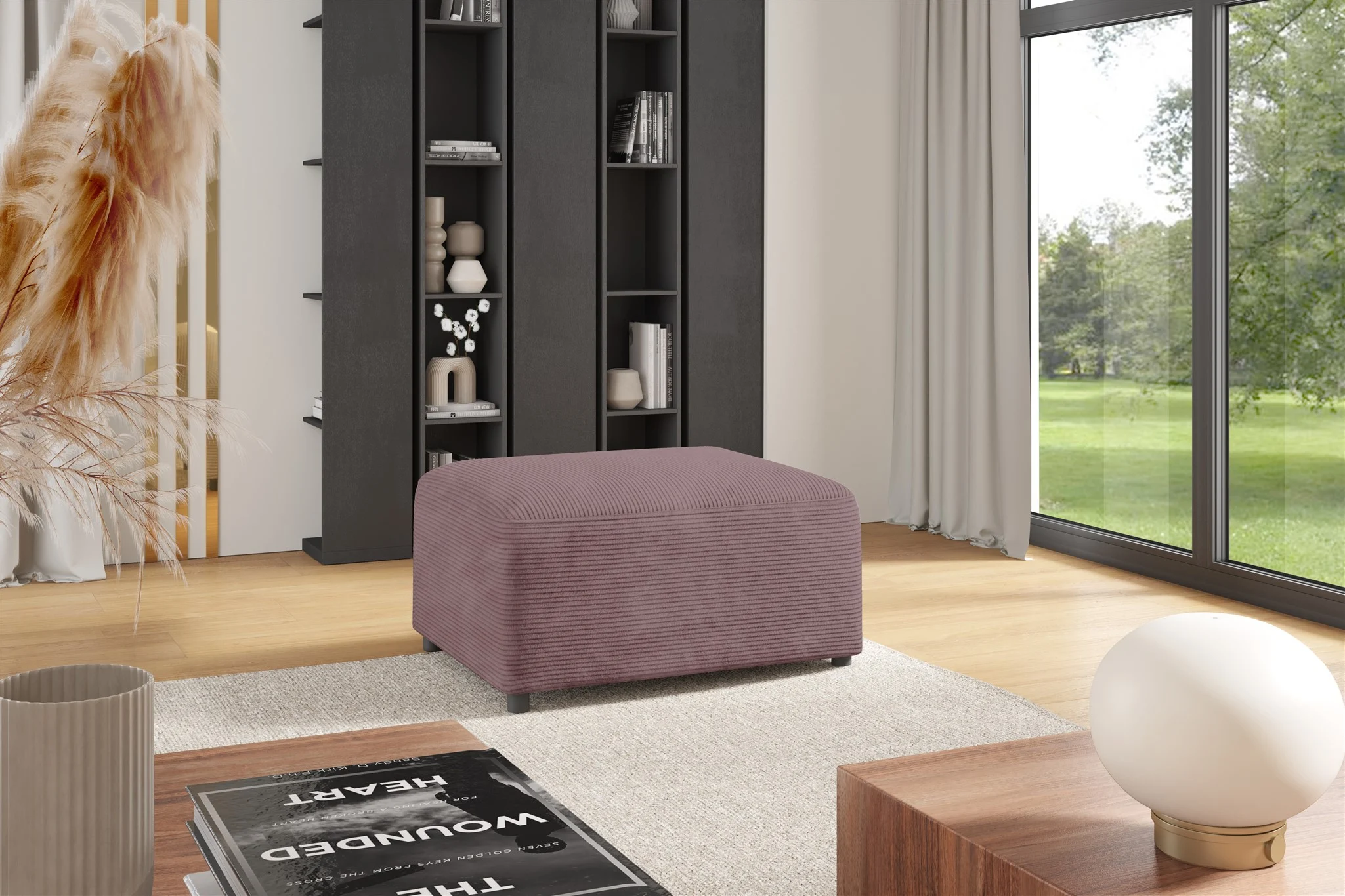 Polsterhocker Designerhocker Hocker MEGAN in Stoff Poso Altrosa - Fun Möbel
