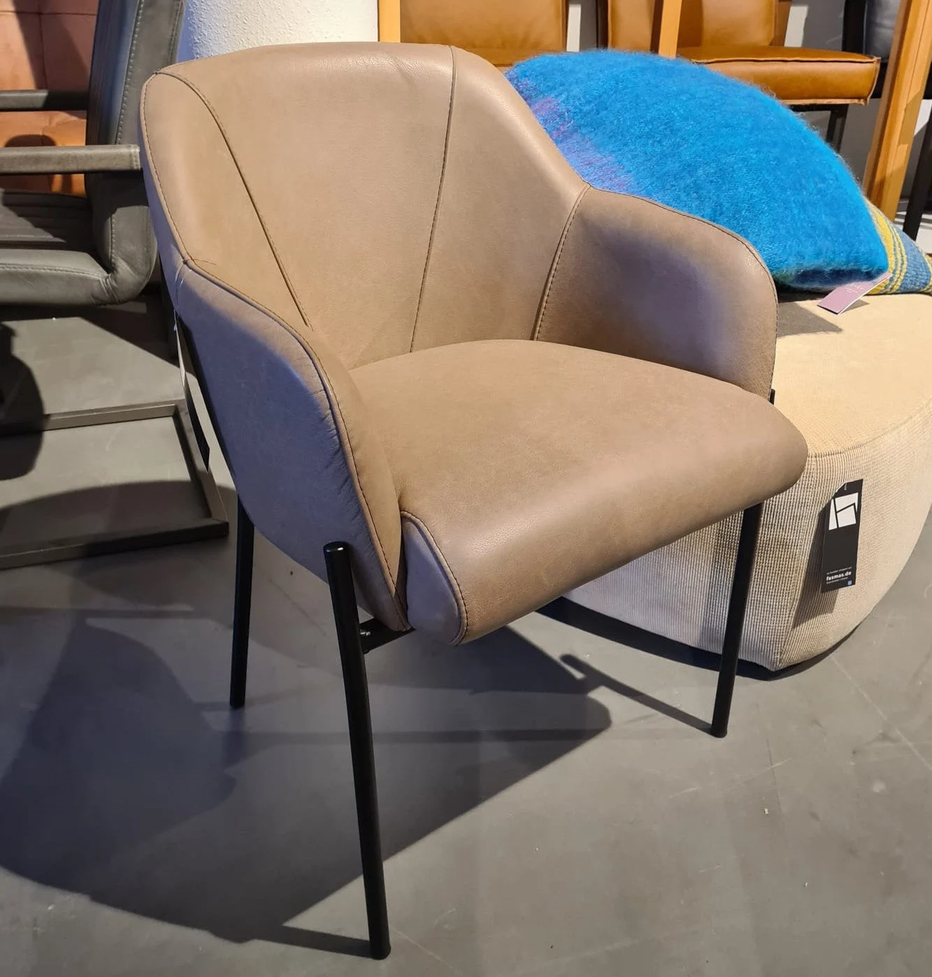 Maria Stuhl Leder Dallas Taupe - FASMAS
