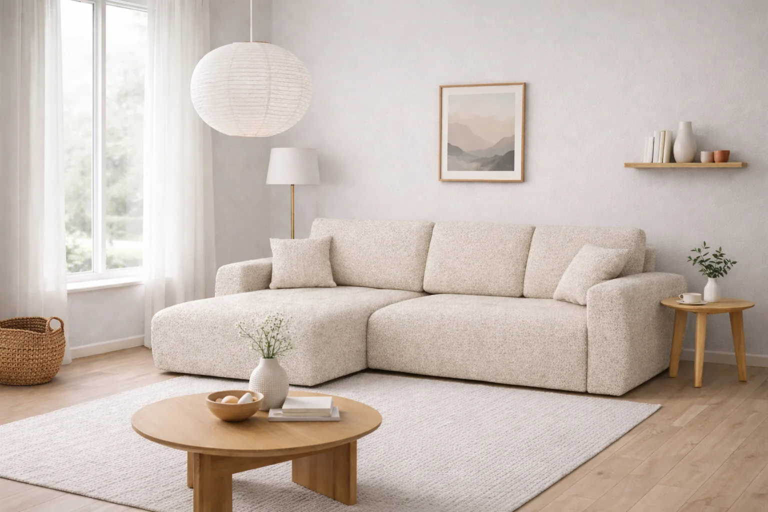 Ecksofa mit Schlaffunktion und Bettkasten, Sofa L-form, Chenille-Stoff Artico, Ivo XL