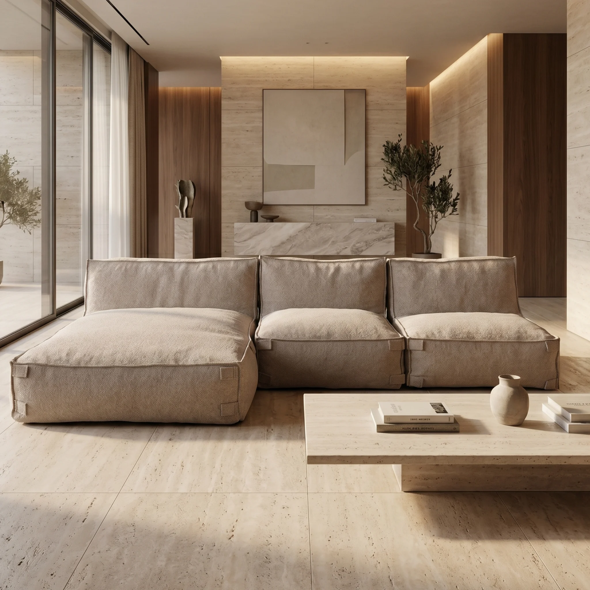 Modulares Indoor Ecksofa Kiki Bouclé Taupe - Popsofa