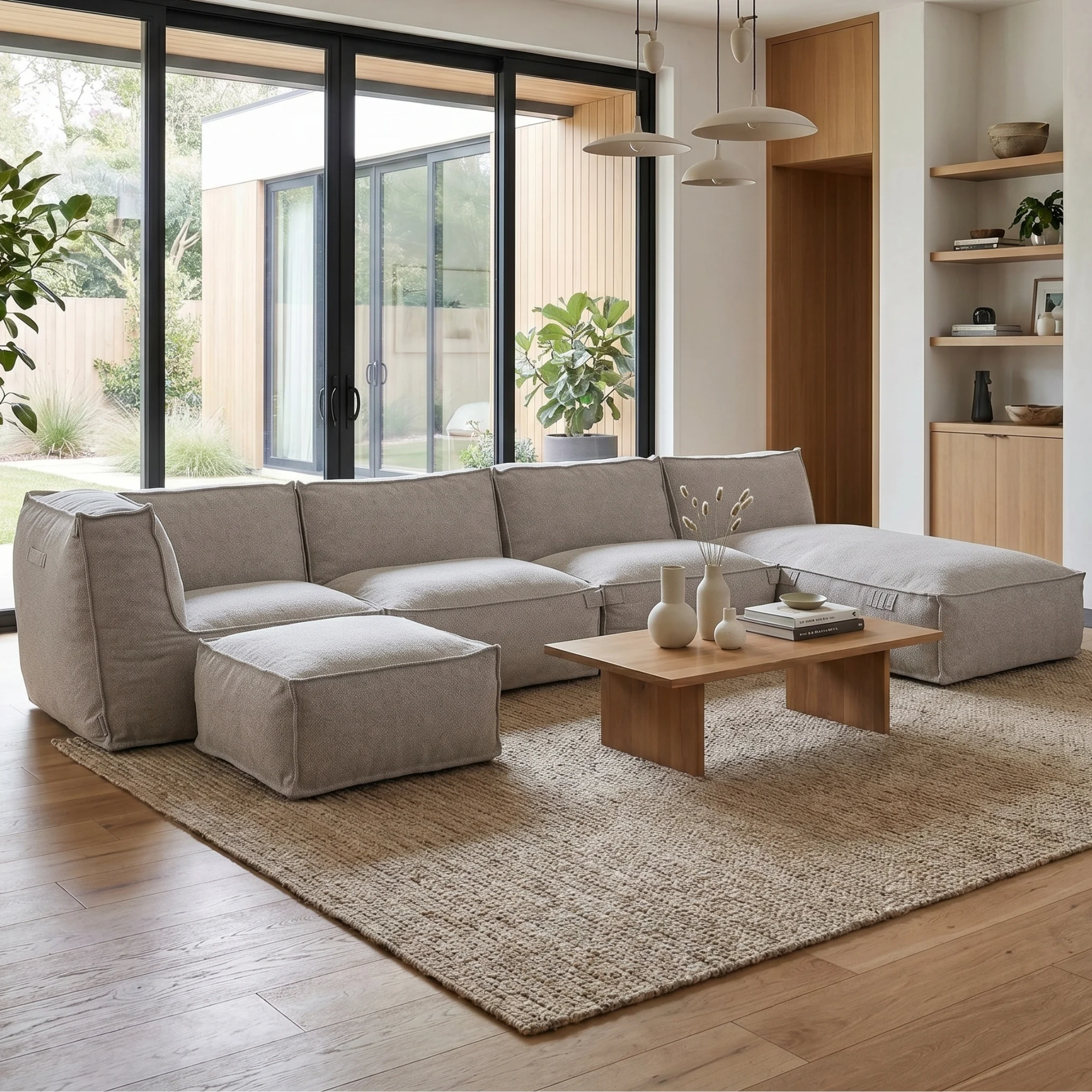Modulares Indoor Ecksofa XL Kiki Bouclé Taupe - Popsofa