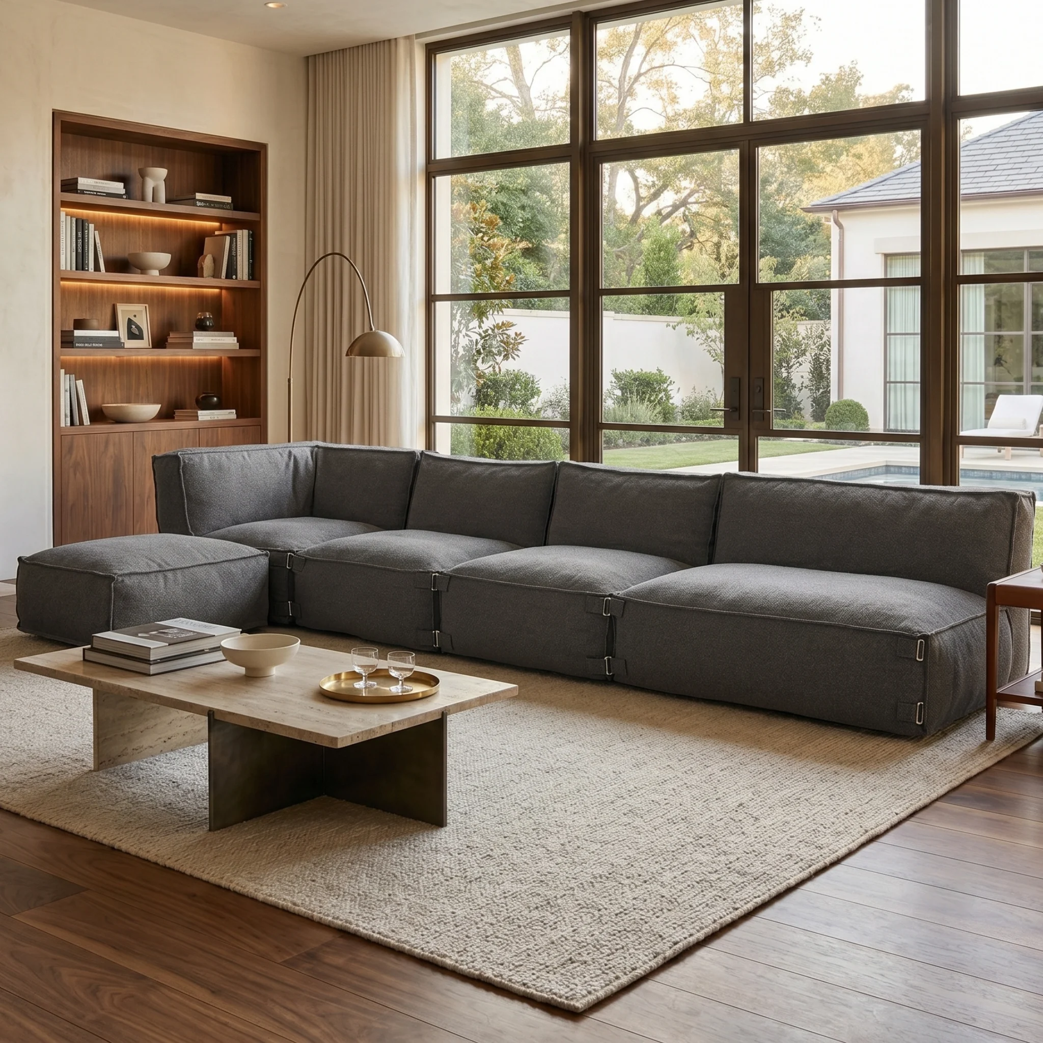 Modulares Indoor Lounge Sofa 4,5-Sitzer Kiki Bouclé Braun