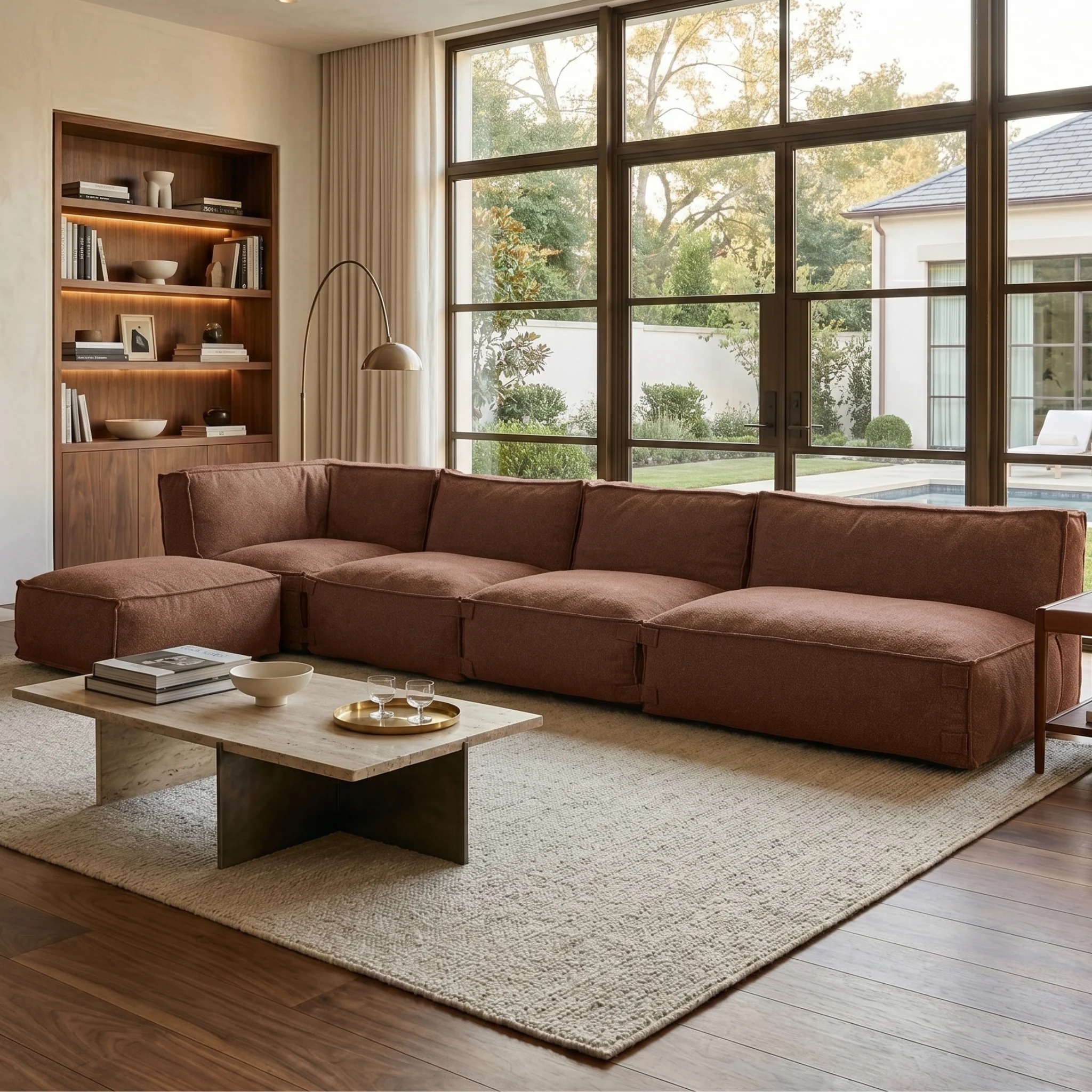 Modulares Indoor Lounge Sofa 4,5-Sitzer Kiki Bouclé Kupfer