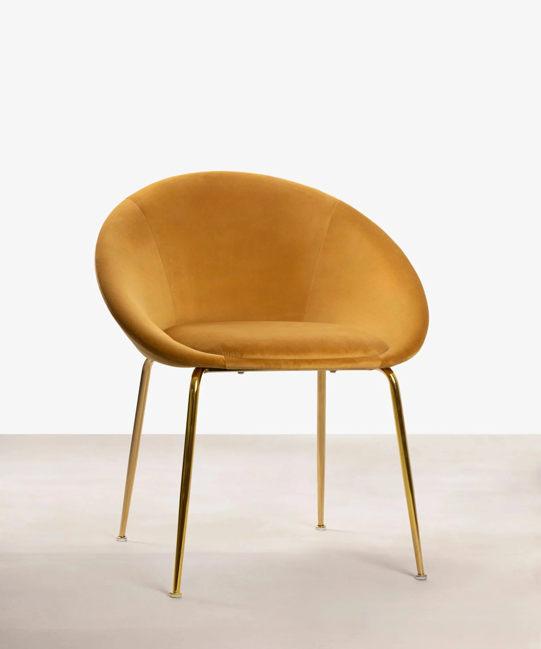 Esszimmerstuhl aus Metall und Samt Jovick Gold - Northdeco