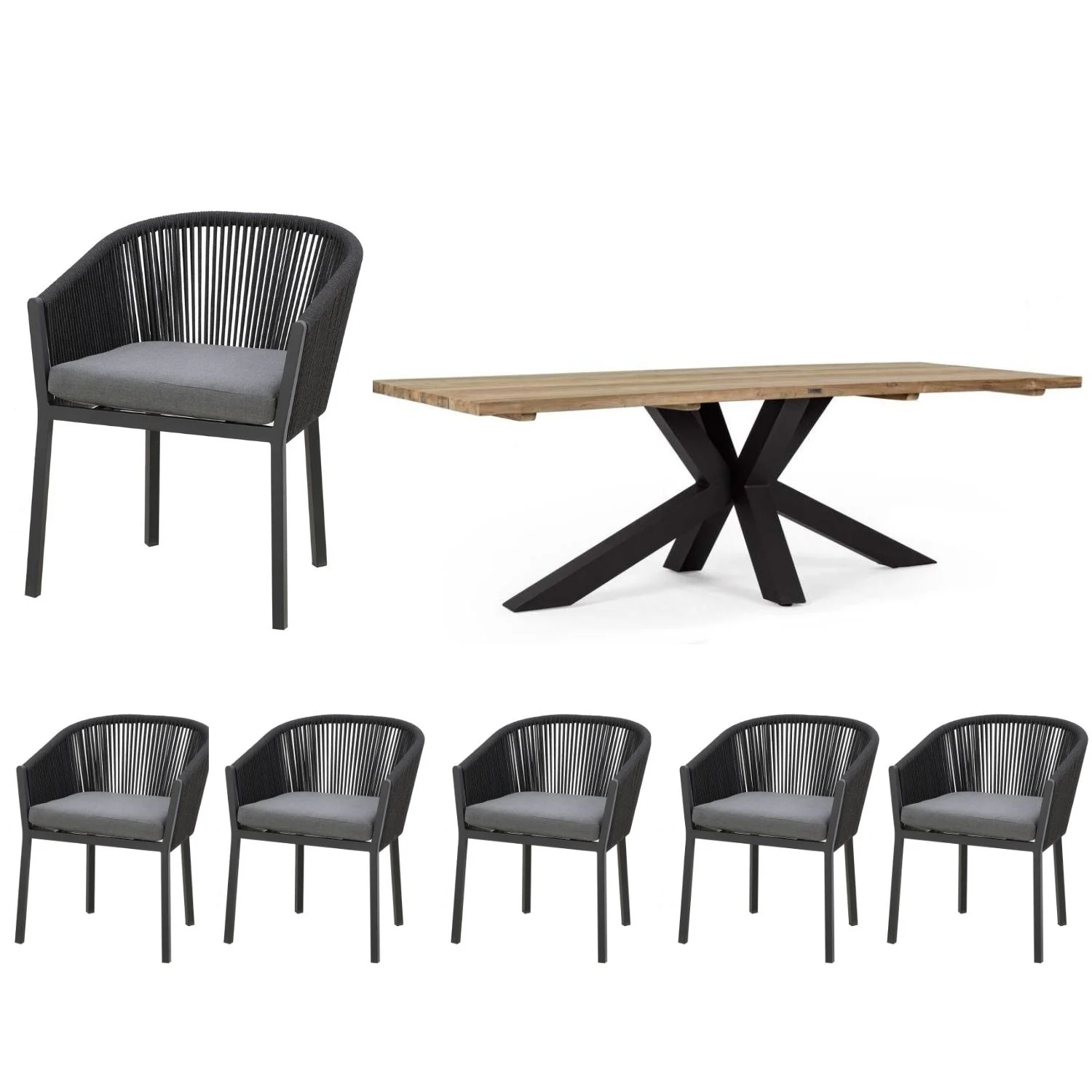 Bizzotto/CLEMENTO Ramsey/Rhode Gartenmöbel-Set 7tlg