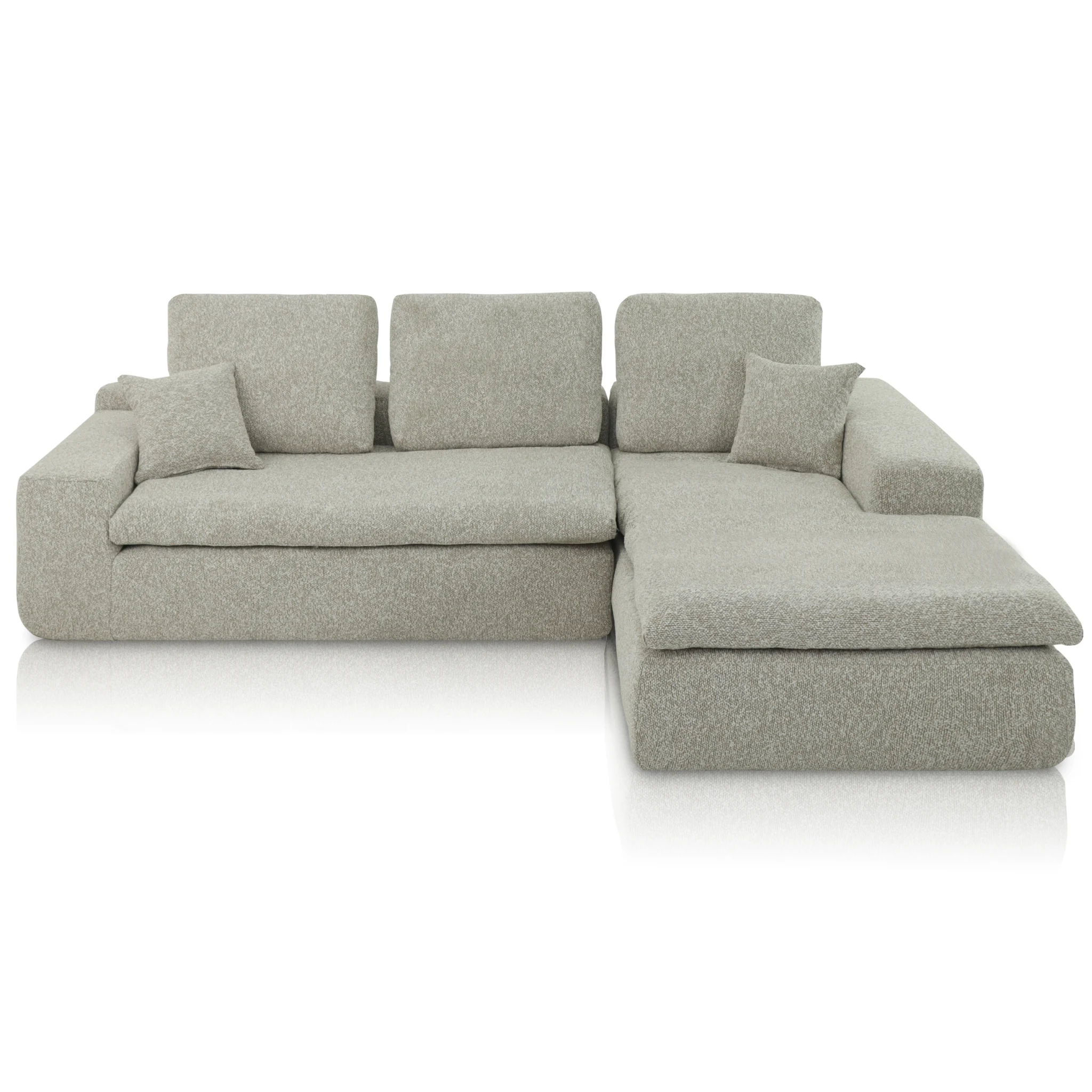 Lazy Ecksofa Bouclé Taupe Rechts - Popsofa