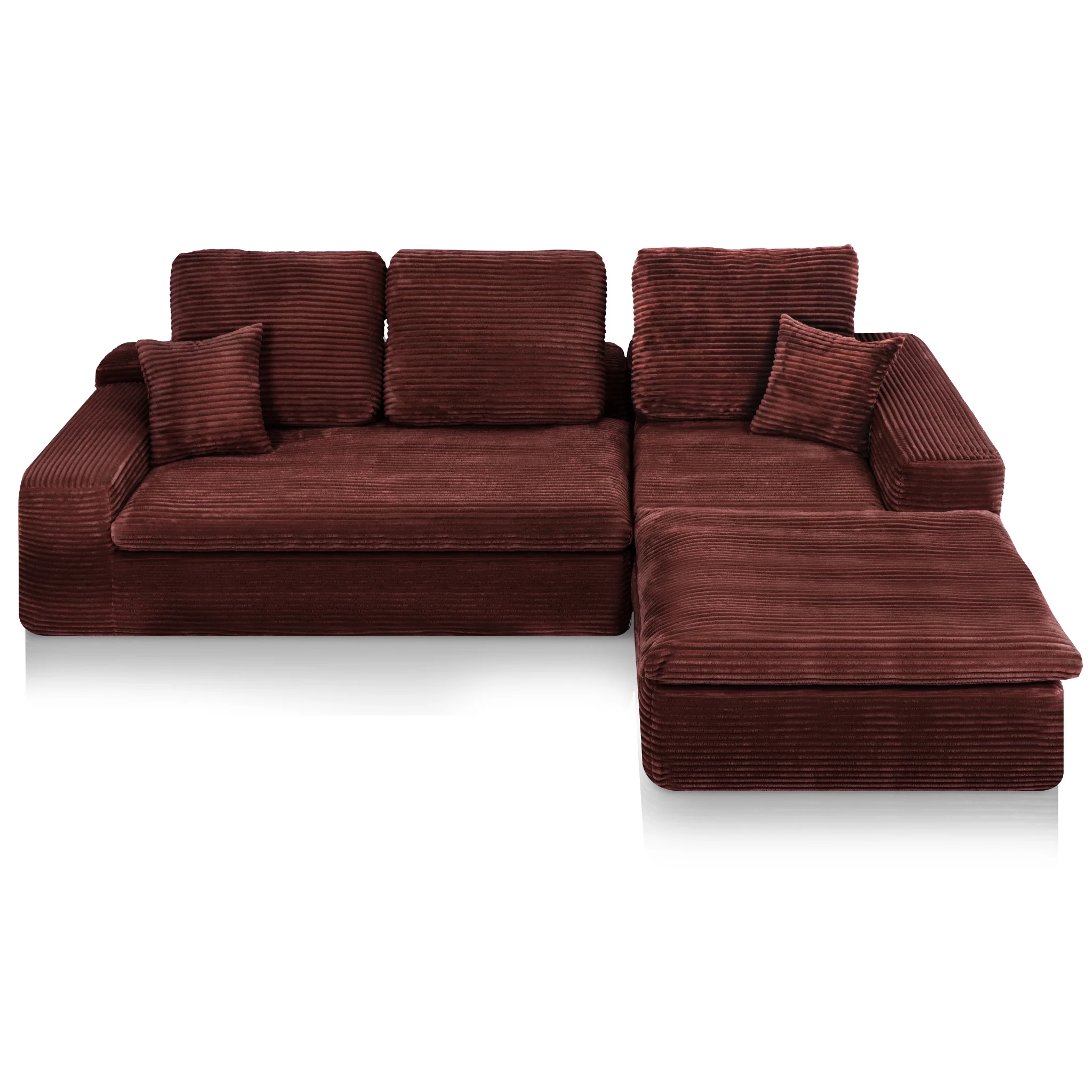 Ecksofa Lazy Samt Cordstoff Kupfer Right - Popsofa