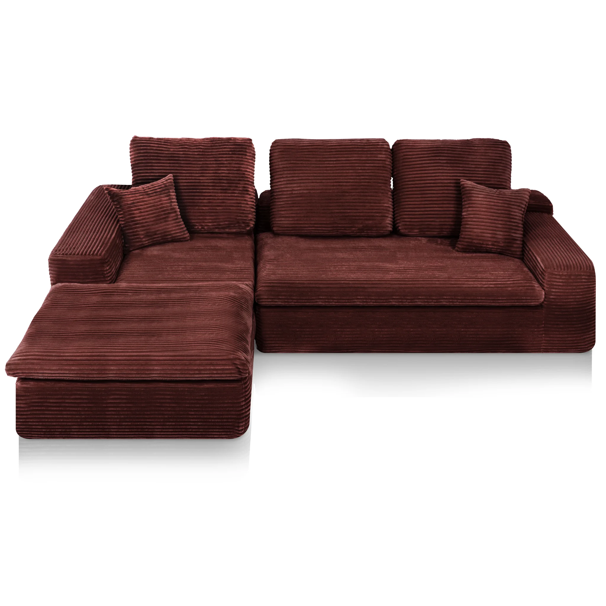 Ecksofa Lazy Samt Cordstoff Kupfer Links - Popsofa