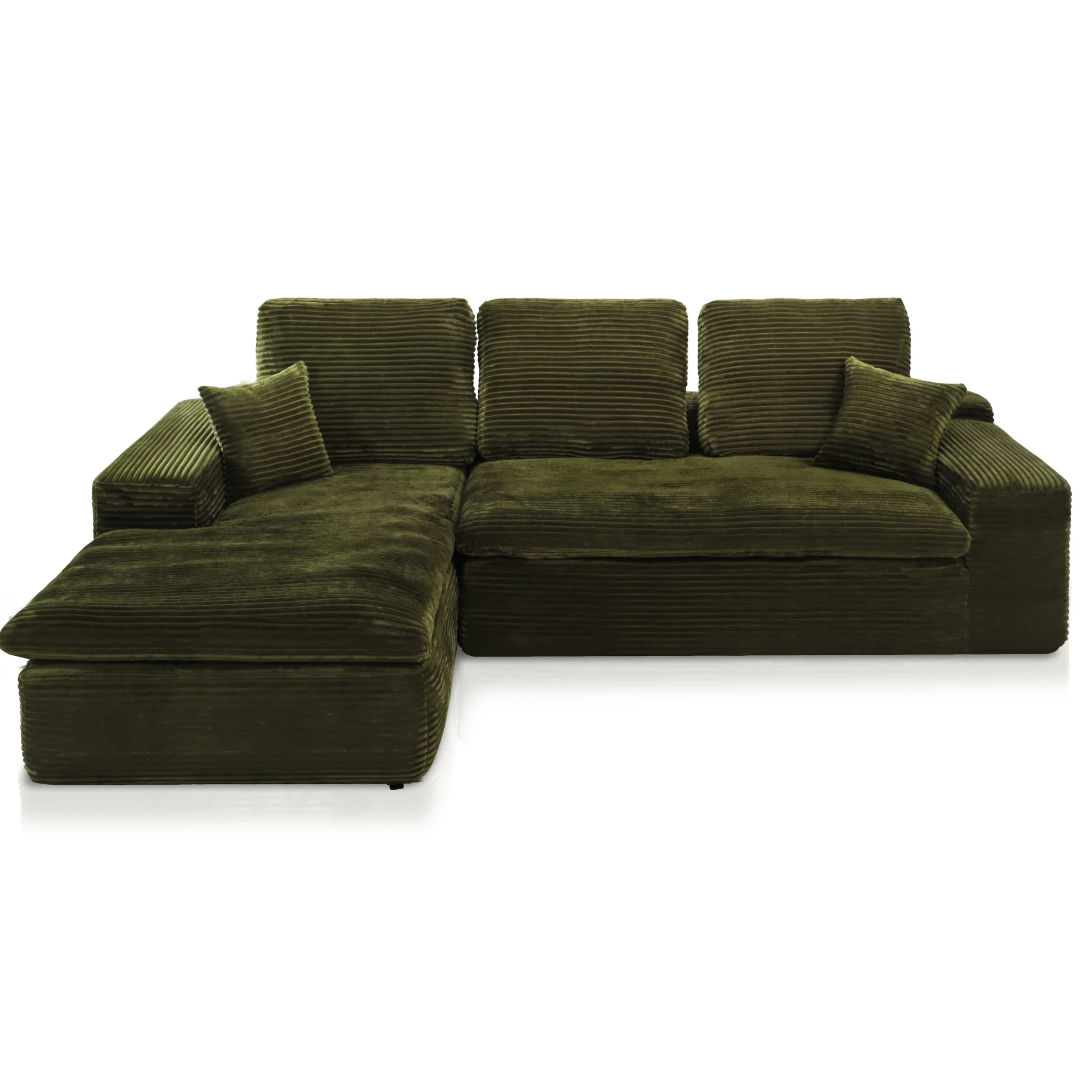 Ecksofa Lazy Samt Cordstoff Grün Links - Popsofa