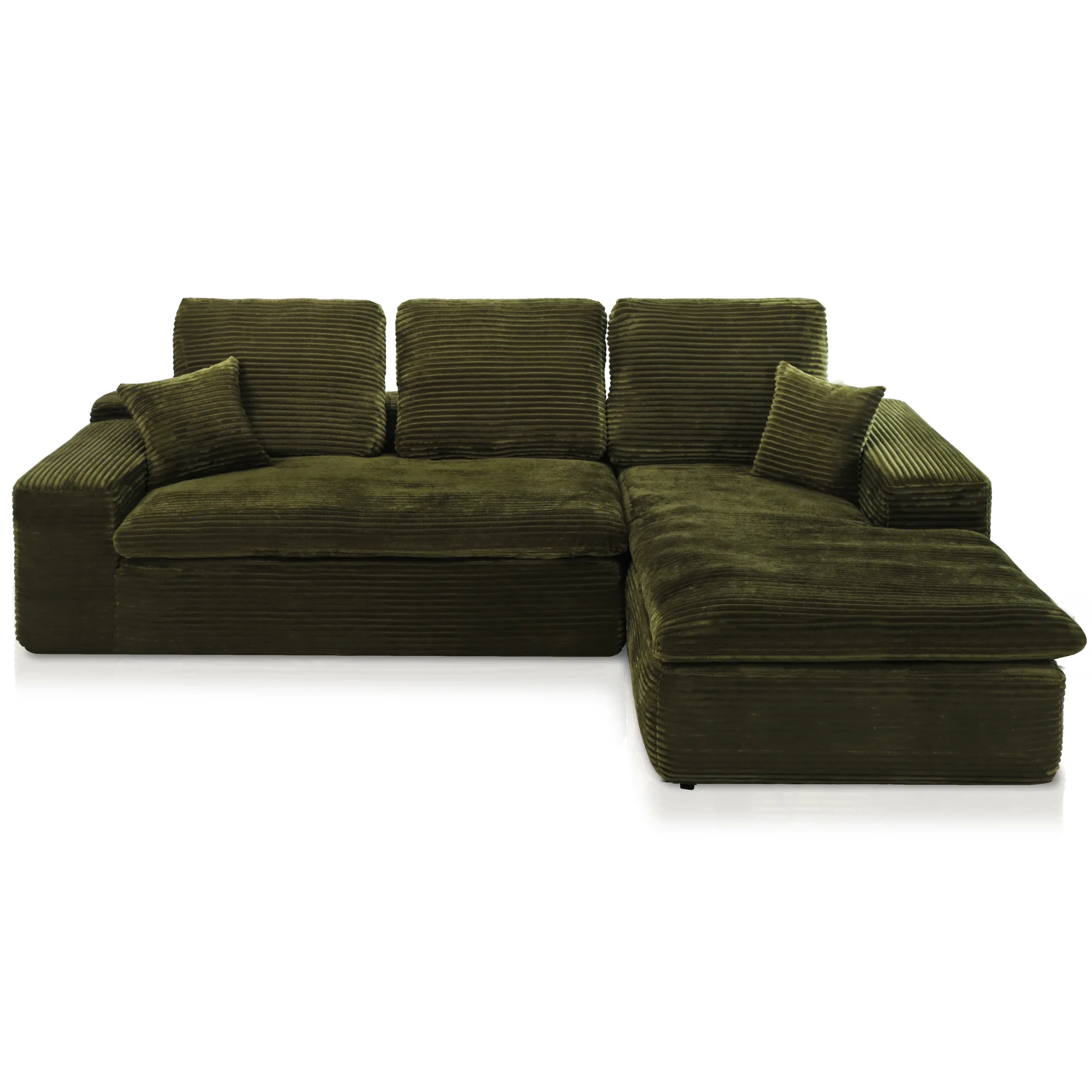 Ecksofa Lazy Samt Cordstoff Grün Right - Popsofa