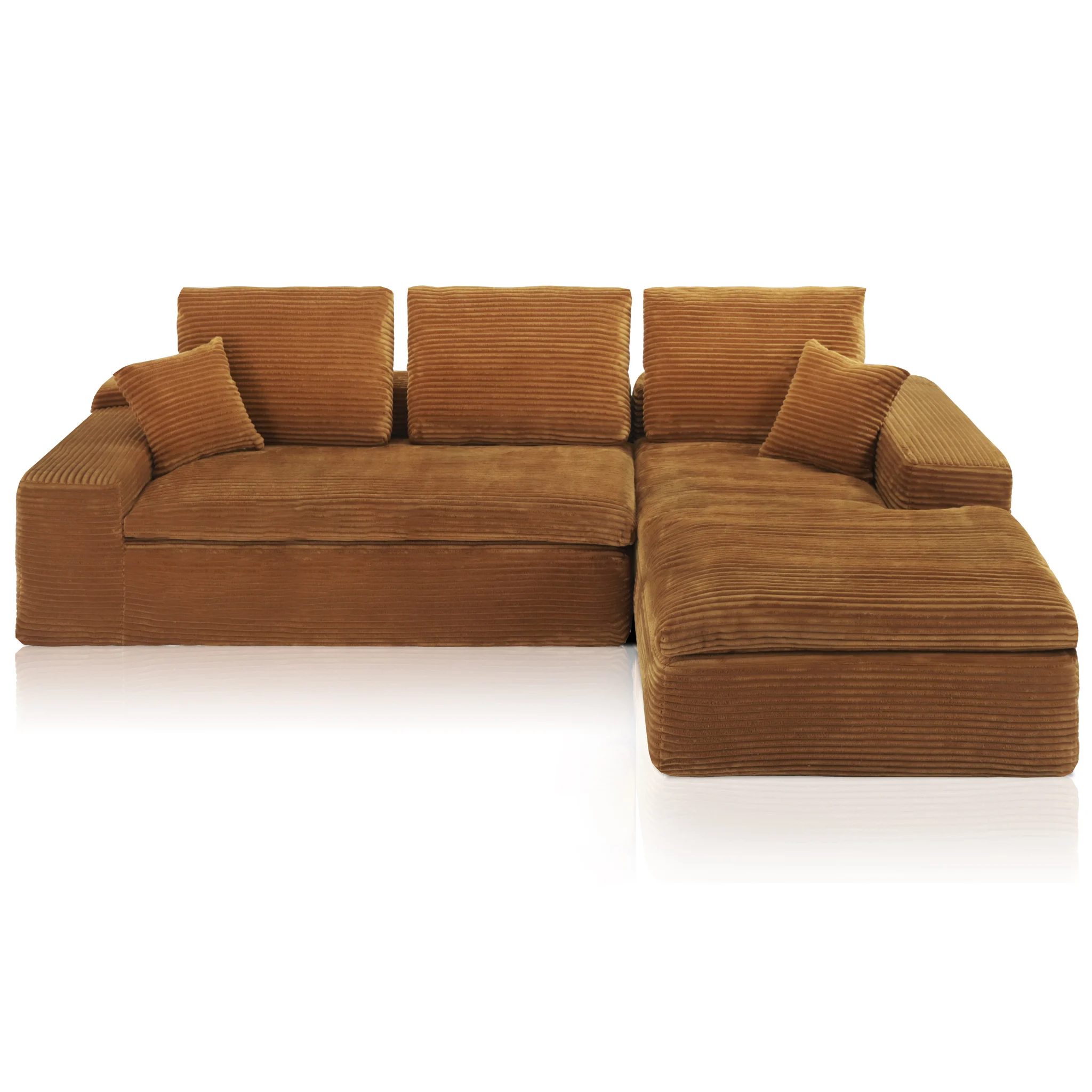 Ecksofa Lazy Samt Cordstoff Ockergelb Right - Popsofa